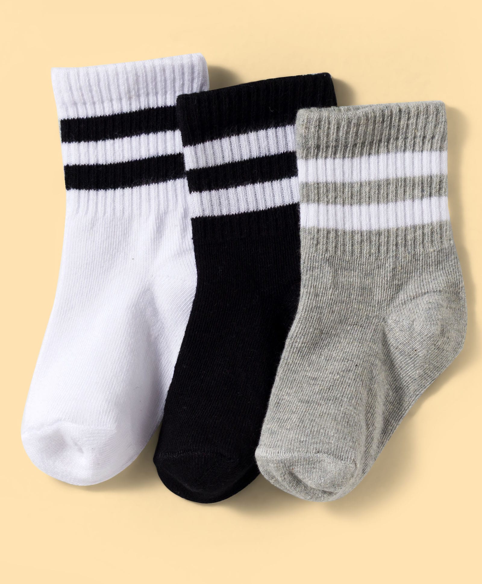 Kookie Kids Non Terry Cotton Knit Socks With Stripes Pack of 3 - Multicolour-image-4