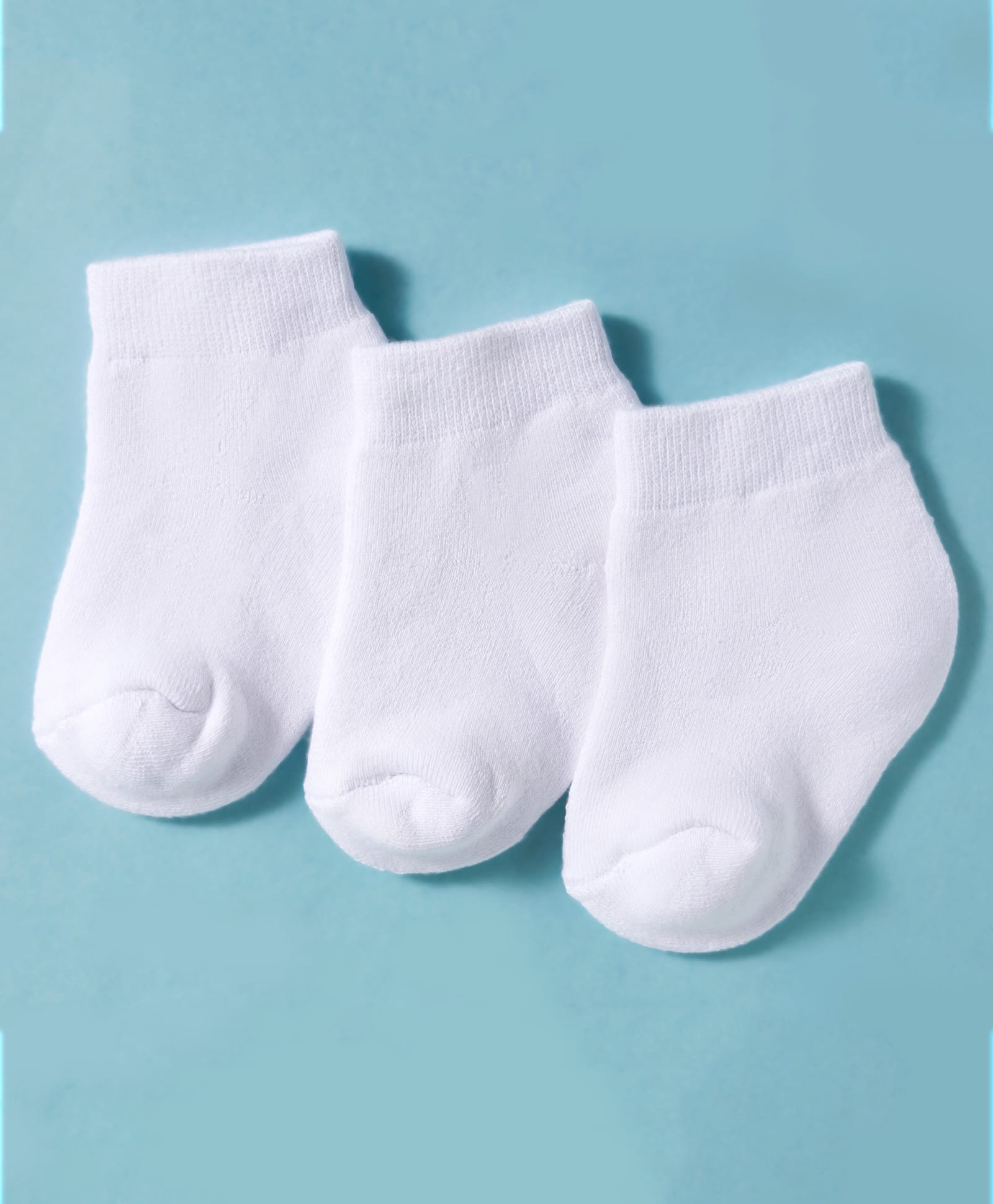Kookie Kids 100% Cotton Terry Knit Ankle Length Solid Socks Pack of 3 - White-image-42