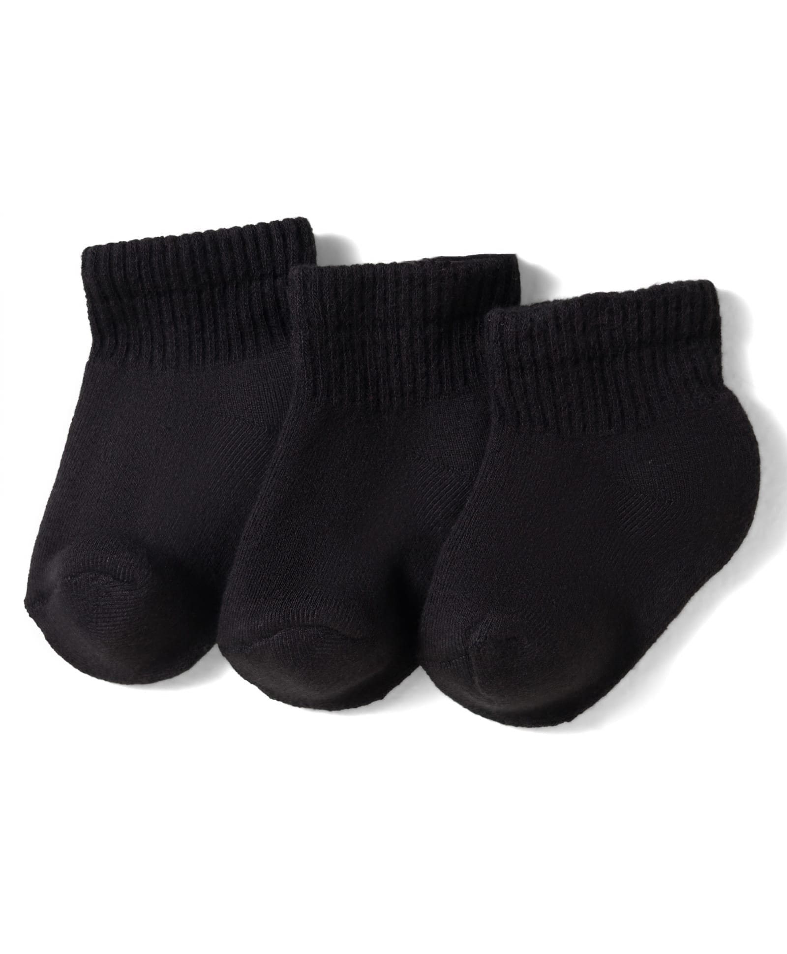 Kookie Kids 100% Cotton Terry Knit Ankle Length Solid Socks Pack of 3 - Black-image-35