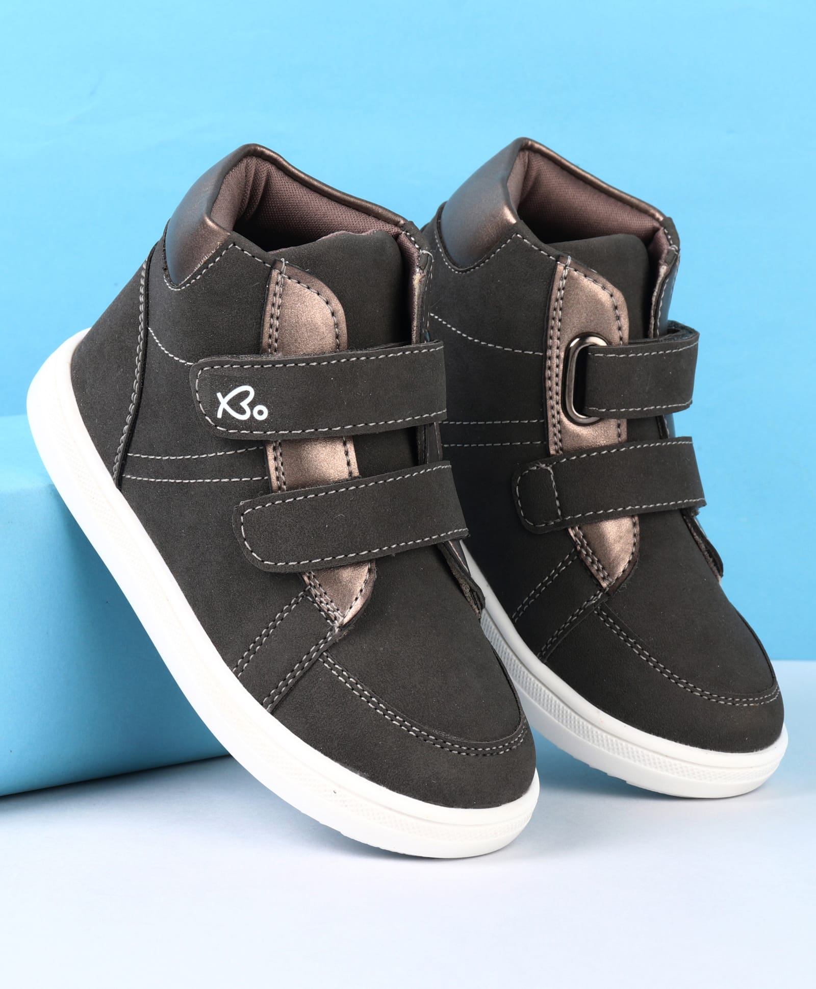 Babyoye Velcro Closure Solid Casual Shoes - Grey-picture-36