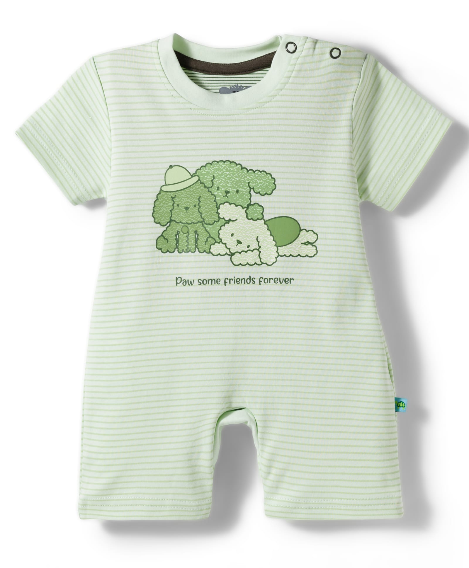 Mini Taurus Interlock Knit Half Sleeves Striped Romper with Animal Print - Mint-picture-33