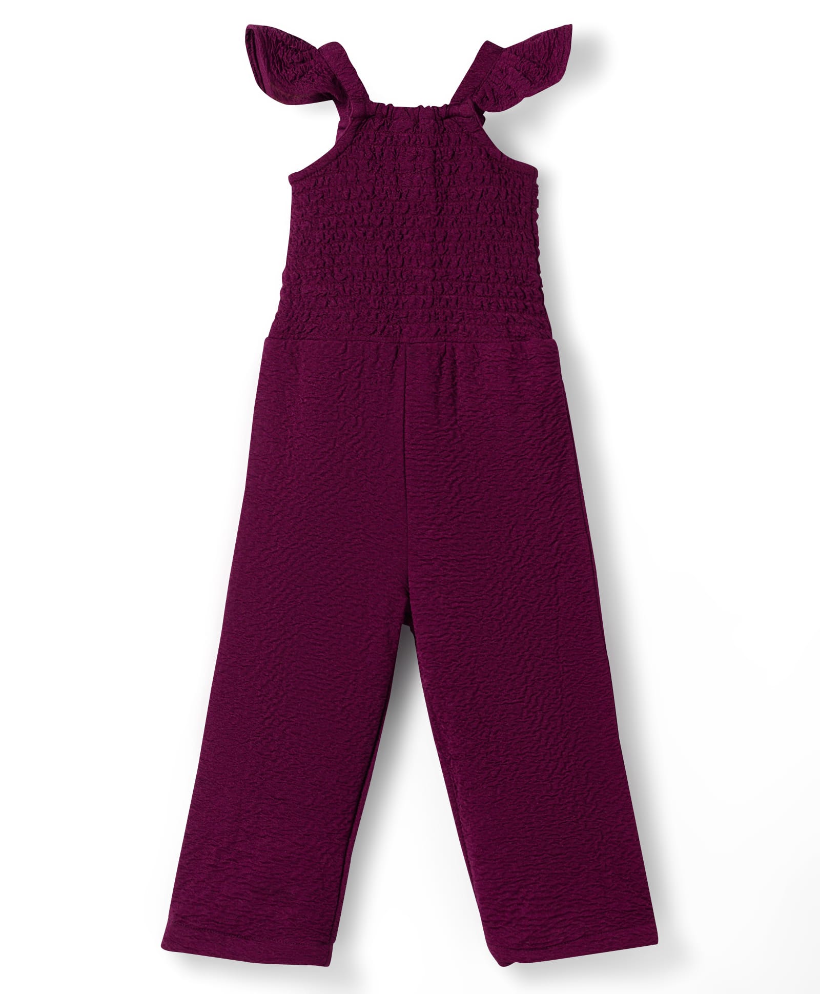 kookie kids india Kookie Kids Sleeveless Full Length Solid Colour Jumpsuit with Smocking Detailing - Purple-picture-24