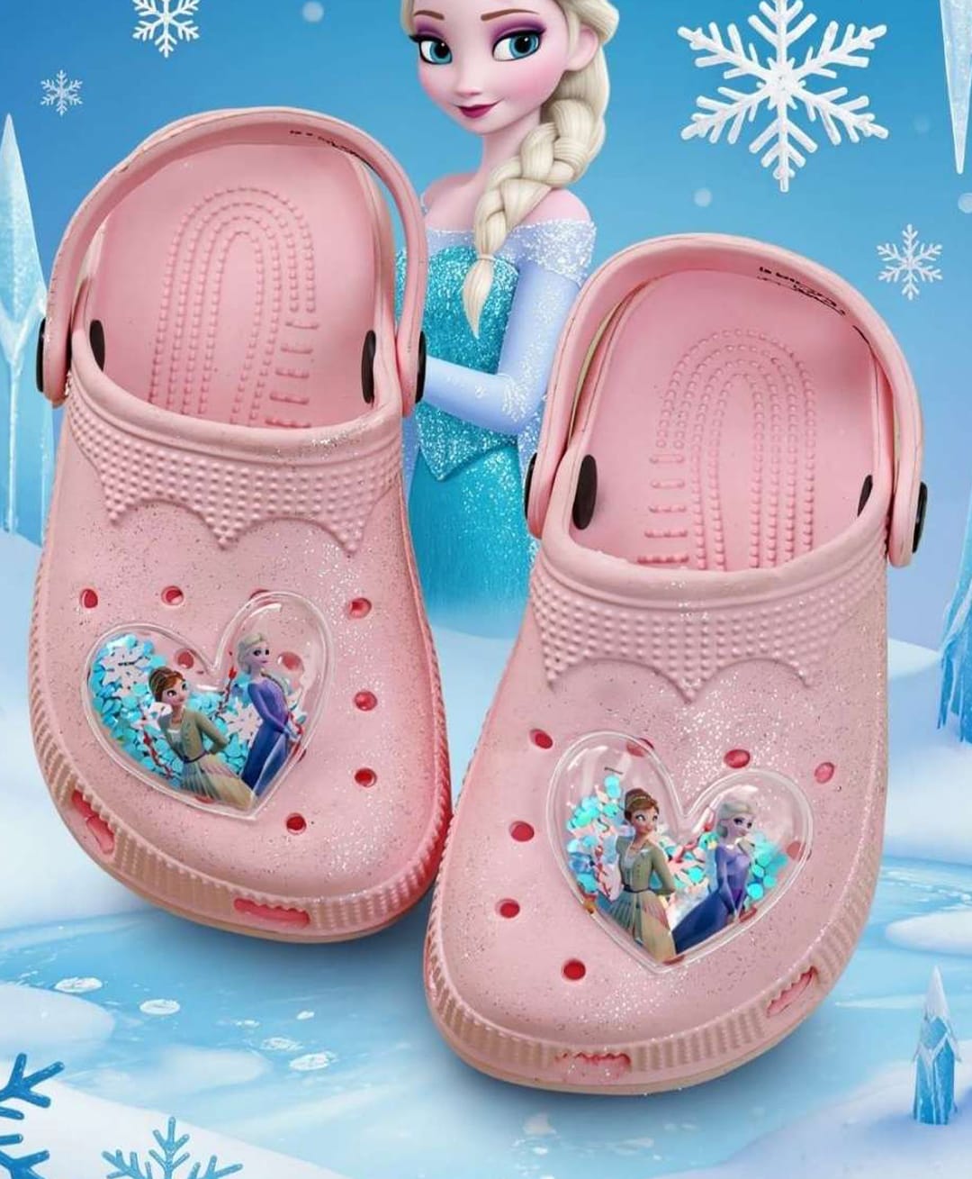 Yellow Bee Disney Frozen Featuring Elsa & Anna Applique & Sequins Detailed Perforated Slingback Clogs - Pink-image-25
