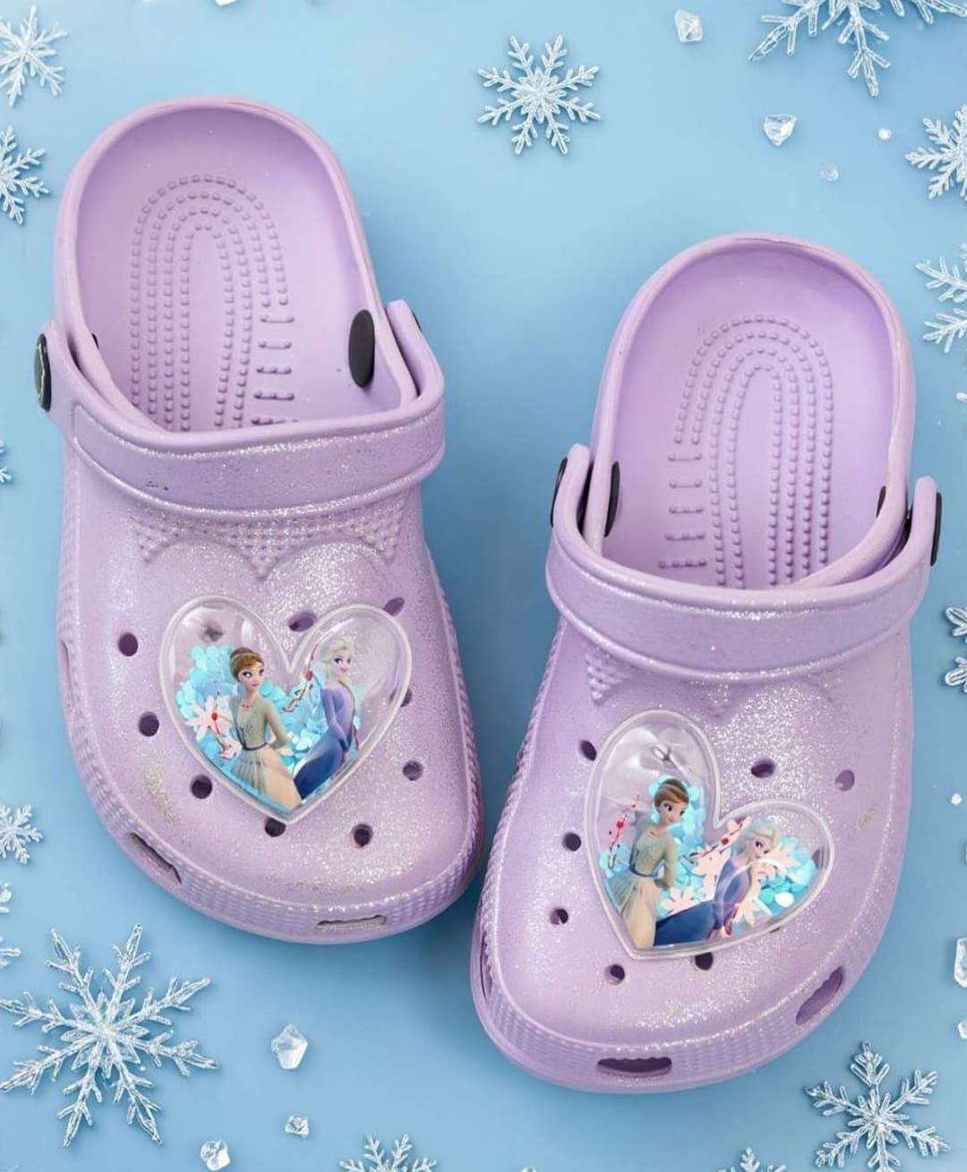Yellow Bee Disney Frozen Featuring Elsa & Anna Applique & Sequins Detailed Perforated Slingback Clogs - Purple-picture-21