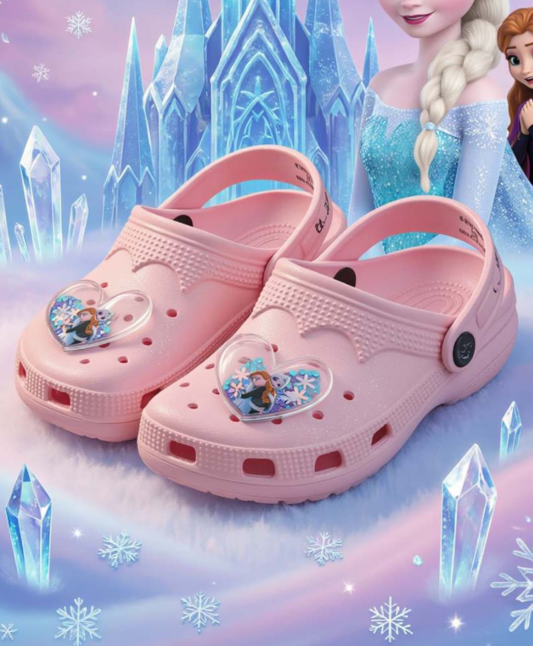 Yellow Bee Disney Frozen Featuring Elsa & Anna Applique & Sequins Detailed Perforated Slingback Clogs - Pink-picture-18