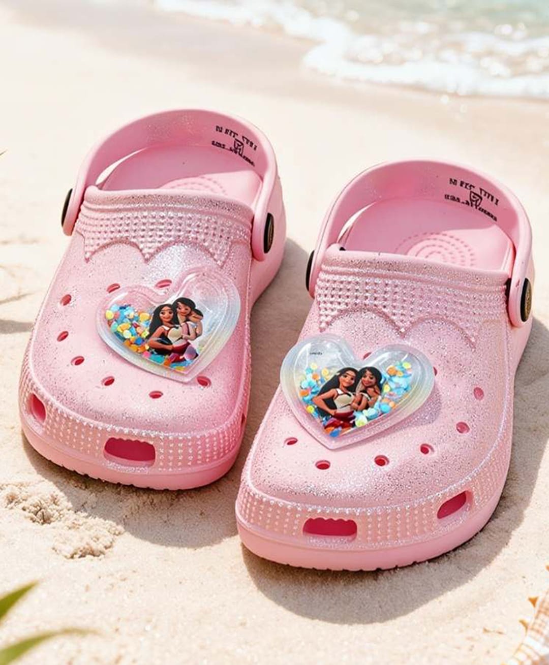 Yellow Bee Disney Princess Moana Featuring Heart Applique Detailed Perforated Slingback Clogs - Pink-picture-12