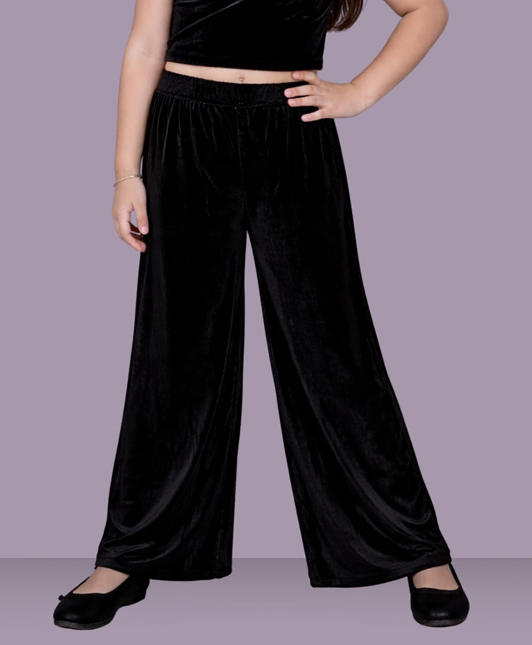 Lil' Drama Velvet Knit Solid Pants - Black-picture-27