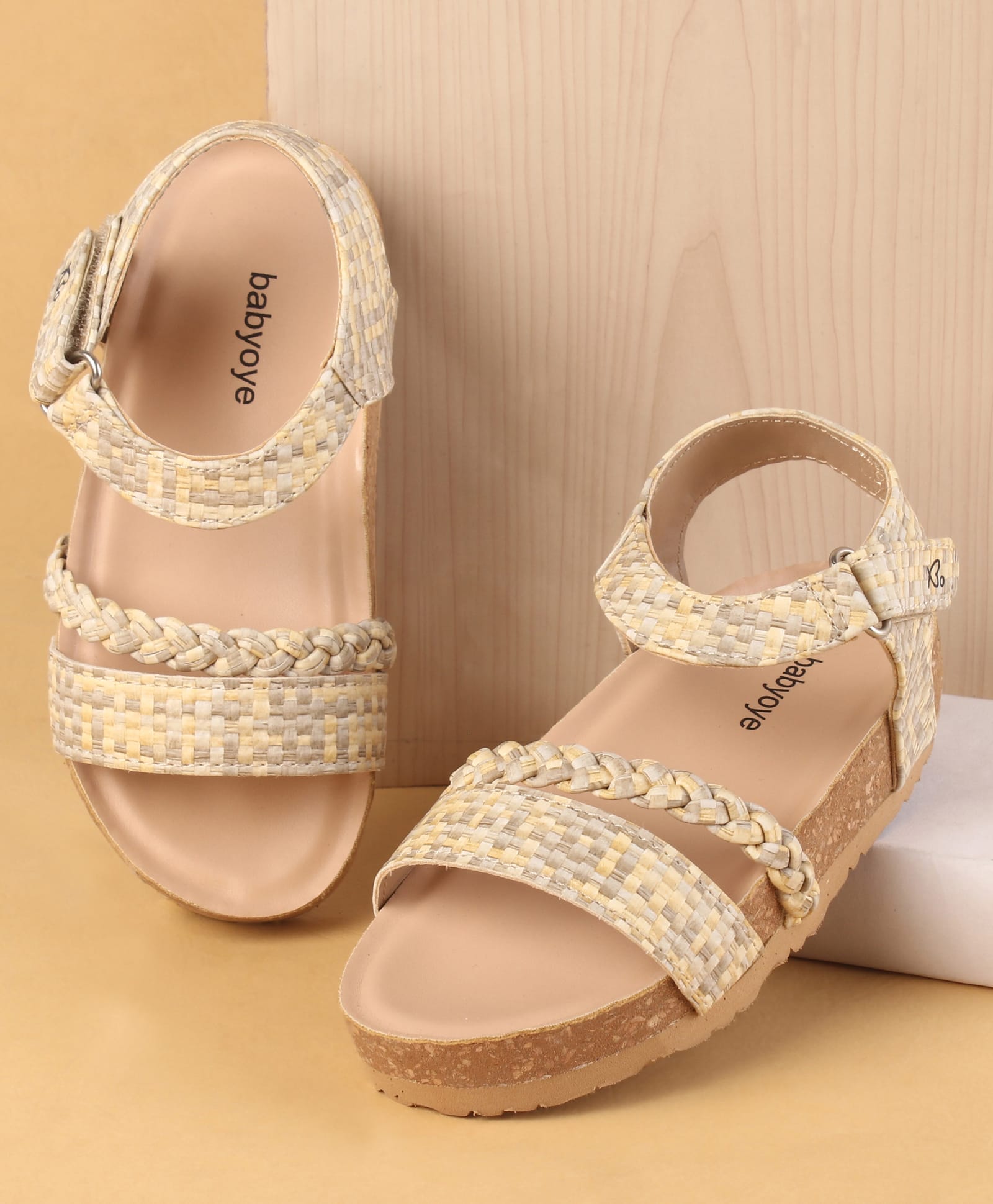 Babyoye Velcro Closure Sandals - Beige-picture-31
