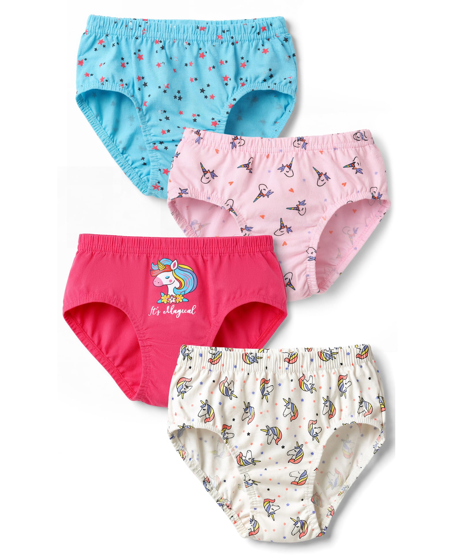Bodycare Cotton Knit Panties With Star & Unicorn Print Pack of 4 - Multicolor-picture-35