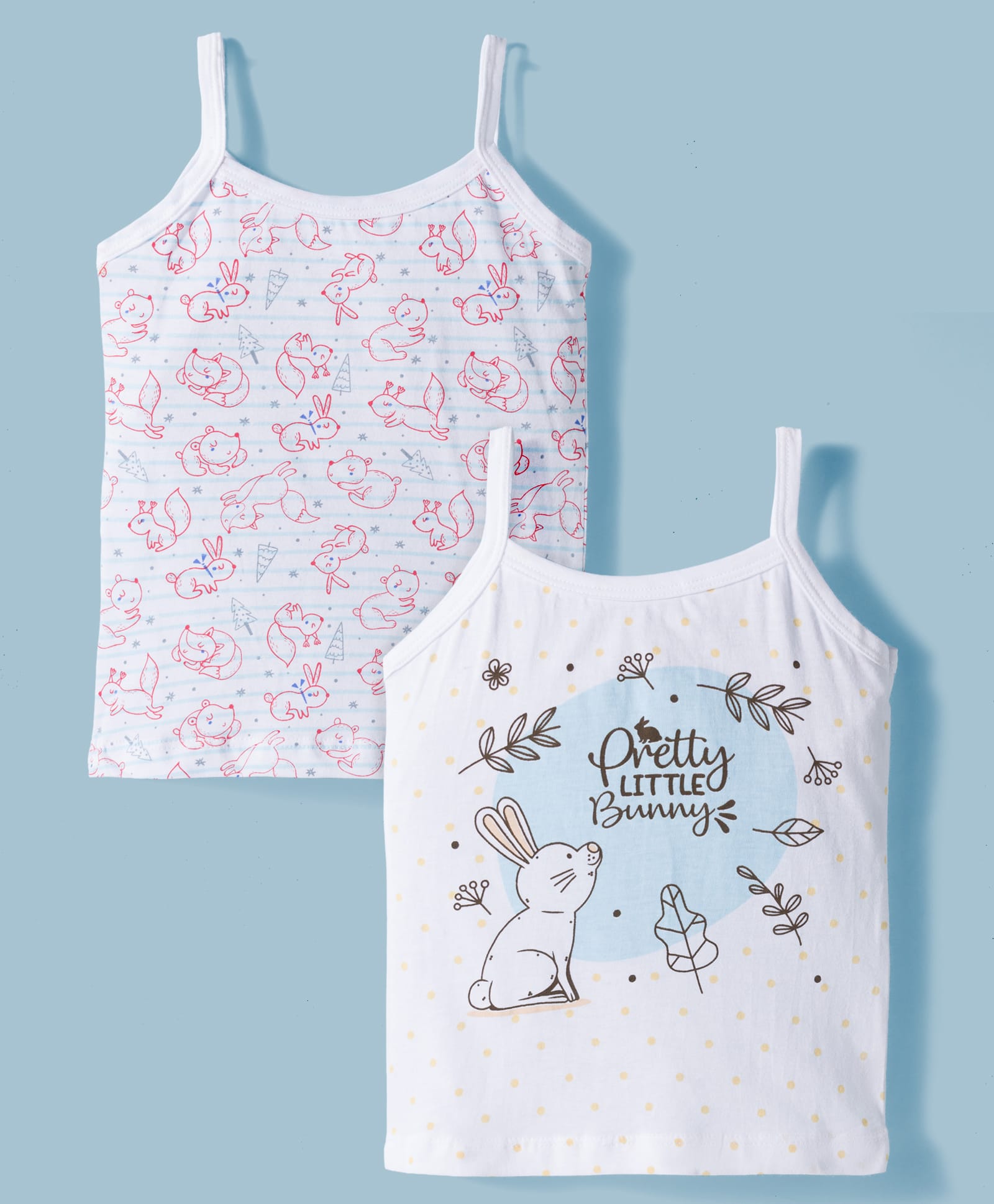 Bodycare Cotton Knit Sleeveless Slips with Animal Print Pack of 2 - White-picture-12