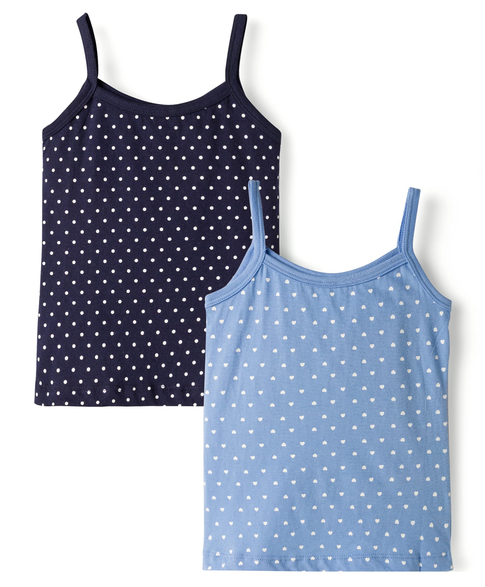 Bodycare Cotton Knit Sleeveless Polka Dots & Heart Printed Slips Pack of 2 - Navy Blue & Powder Blue-image-32