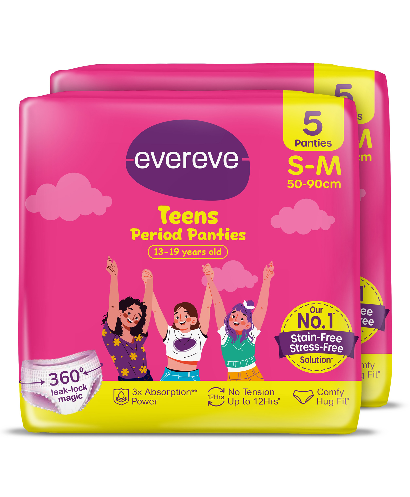 Evereve Teens Period Panty 360° Anti Leak With Up to 12 Hrs Protection For Heavy Flow - S-M Pack Of 2-image-17