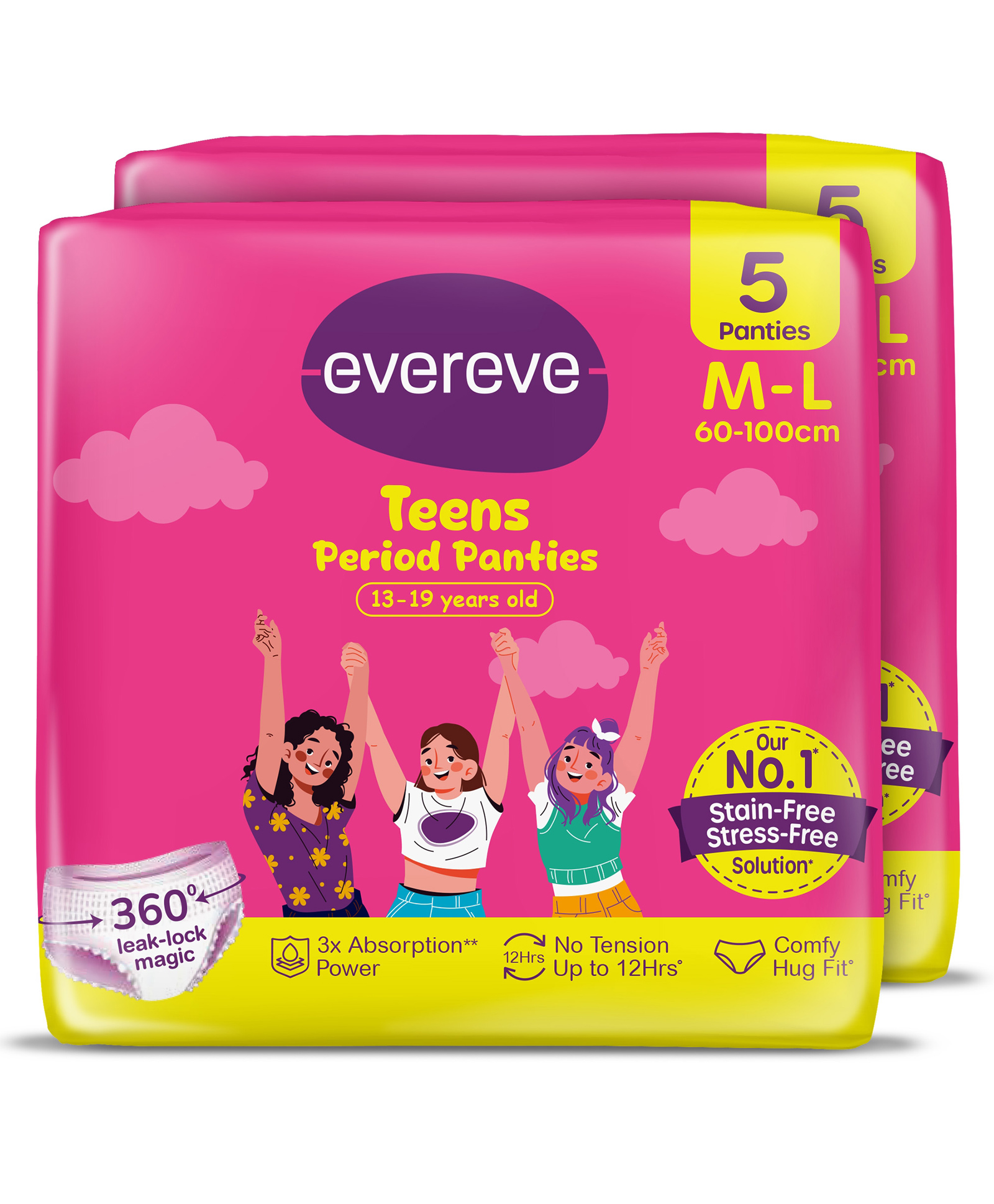 Evereve Teens Period Panty 360° Anti Leak With Up to 12 Hrs Protection For Heavy Flow - M-L Pack Of 2-image-18
