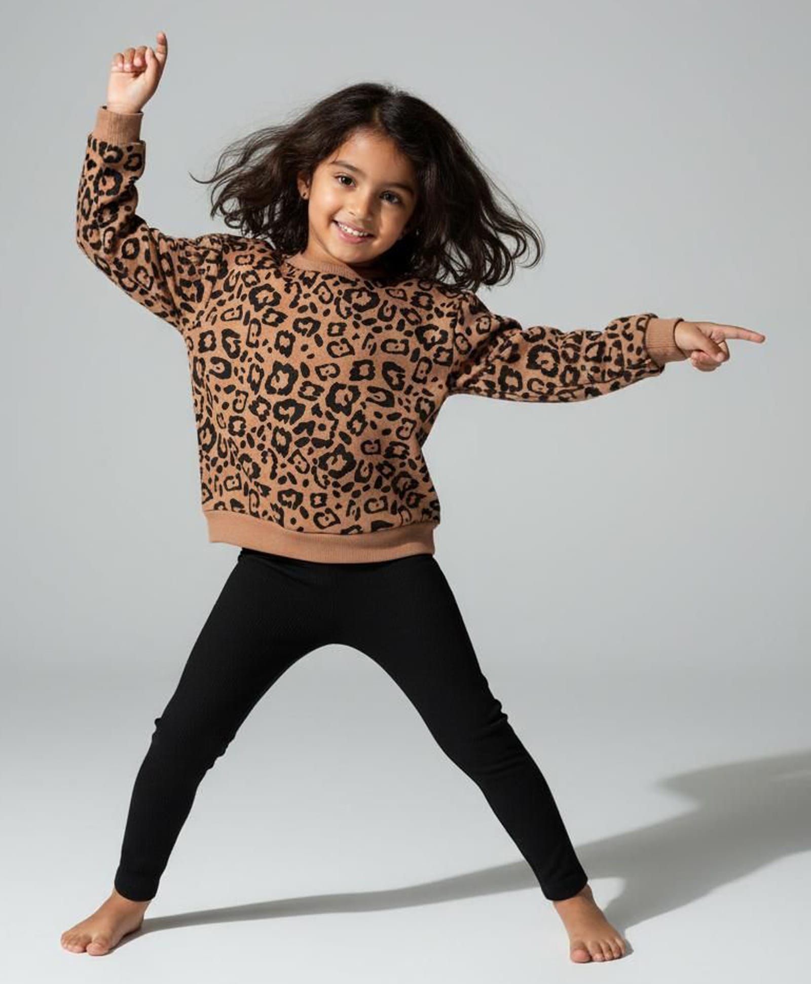 URBANRAC Cotton Knit Full Sleeves Leopard Printed Winter Sweatshirt With Legging Set - Brown-image-31