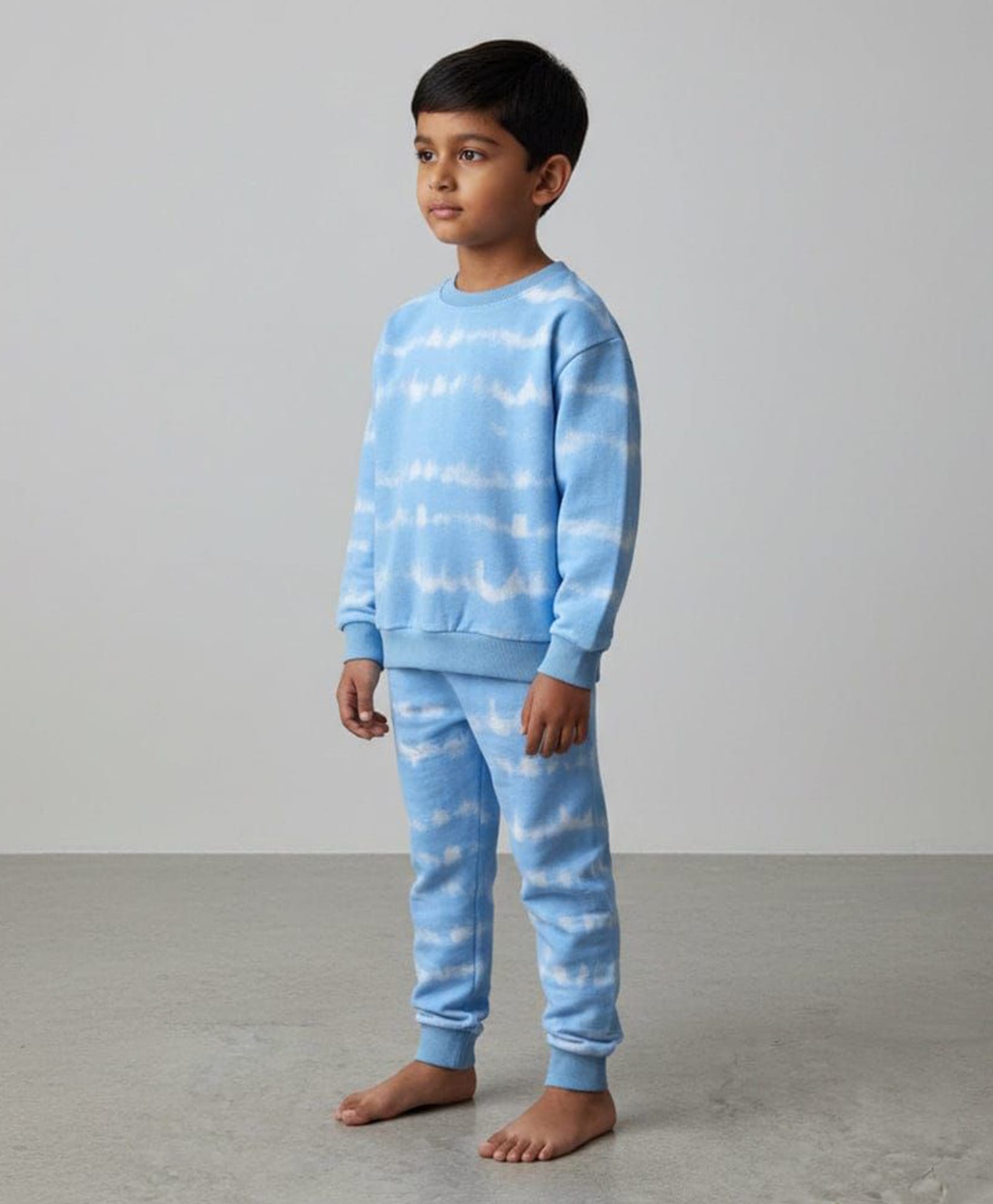 URBANRAC Cotton Knit Tie Dye Winter Sweatshirt & Jogger Set - Sky Blue-image-46
