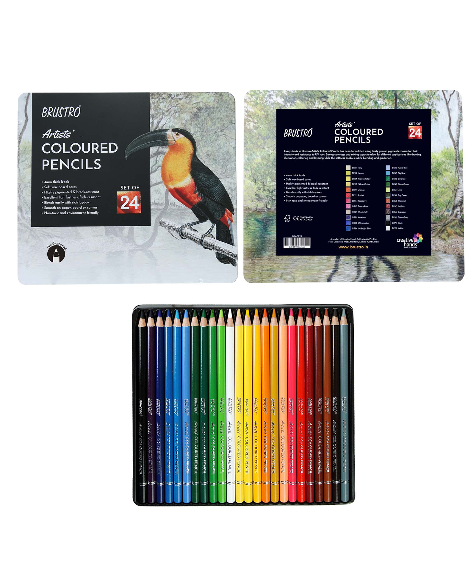 Brustro Artists Colour Pencil | Set of 24 (in an Elegant tin Box) | Ideal for Students,Adults, Bright,Vibrant shades,Break & Fade resistant, DIY Art,Highly Pigmented, School, Portrait, Coloring-picture-13