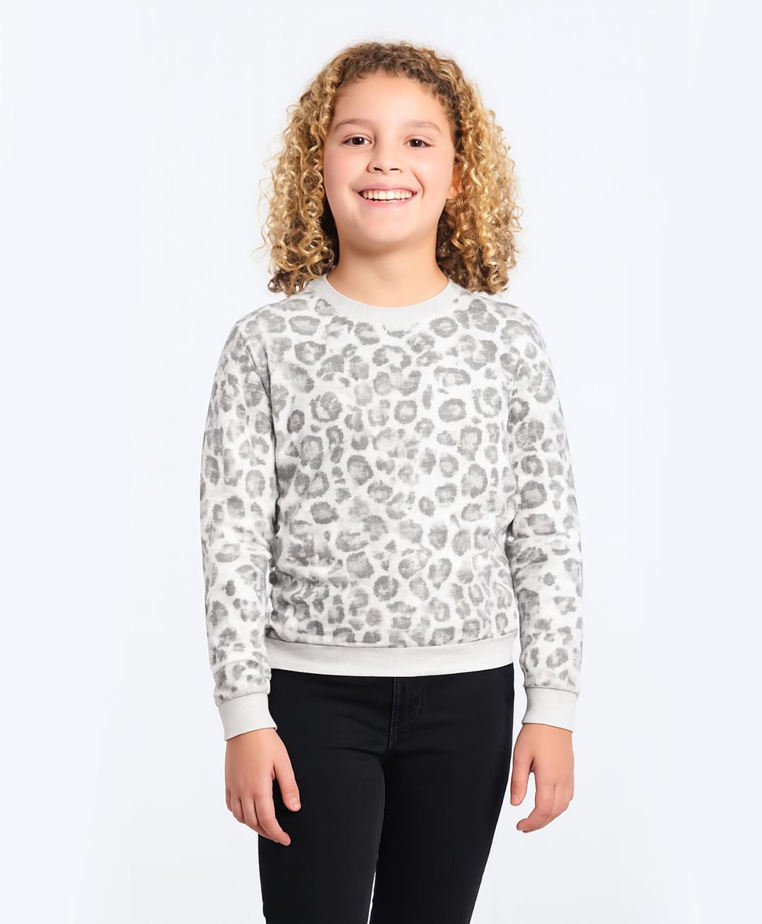 CHILINS Cotton Knit Full Sleeves Animal Printed Pre Winter Sweatshirt - Grey-picture-20