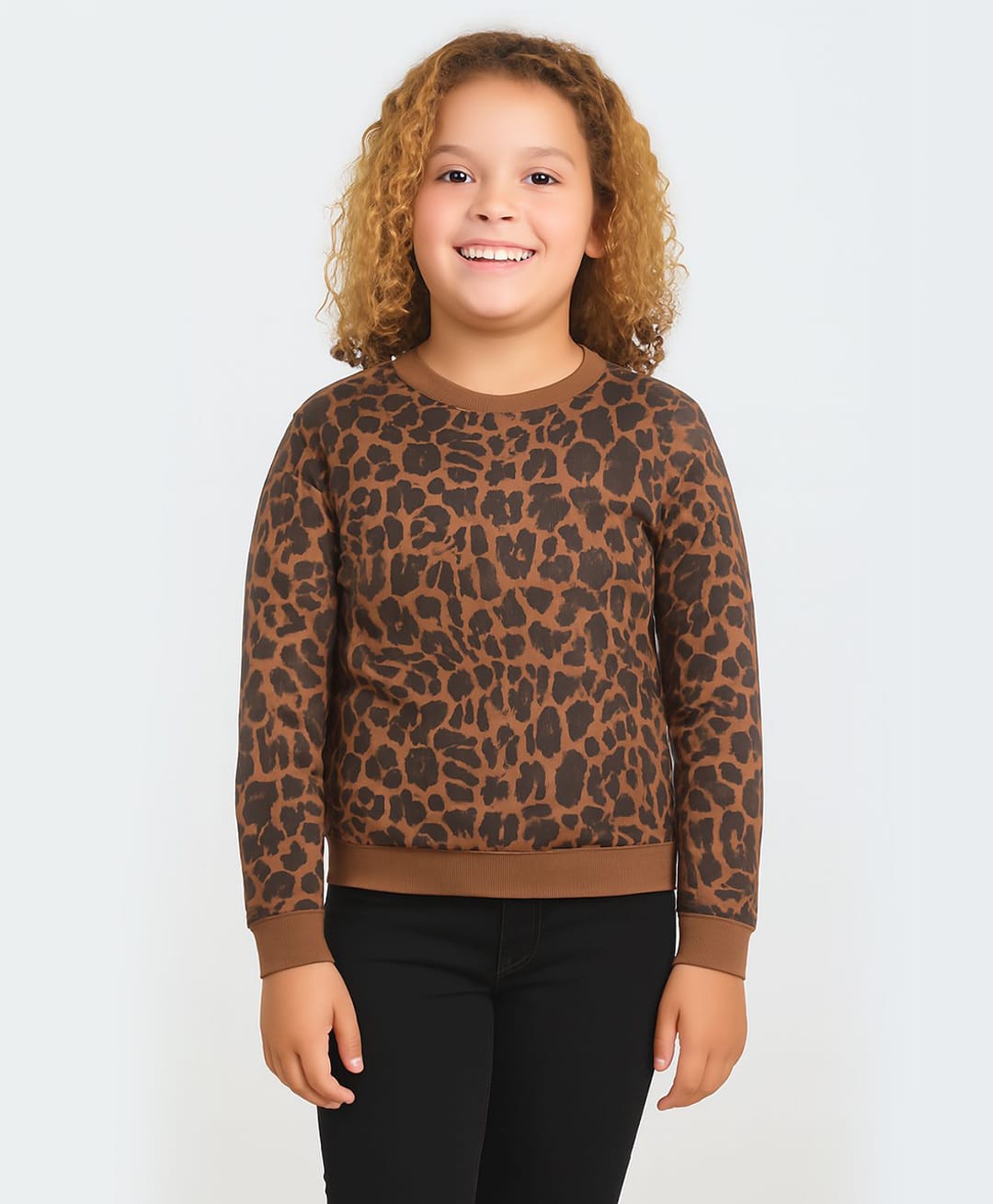 CHILINS Cotton Knit Full Sleeves Animal Printed Pre Winter Sweatshirt - Brown-picture-32