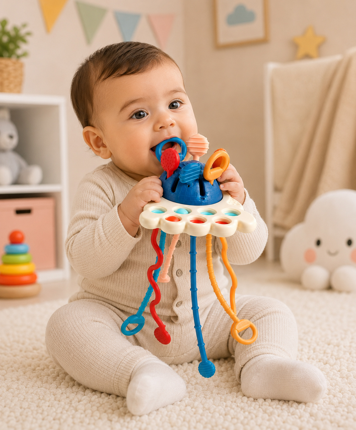 Play Nation Octo Buddy Teether Toy for Babies| Soft Silicone Octopus Teething Rattle for Soothing Gums| Safe, BPA-Free, Easy to Hold| Early Sensory Toy| Infant & Toddler Gifting Option-picture-47