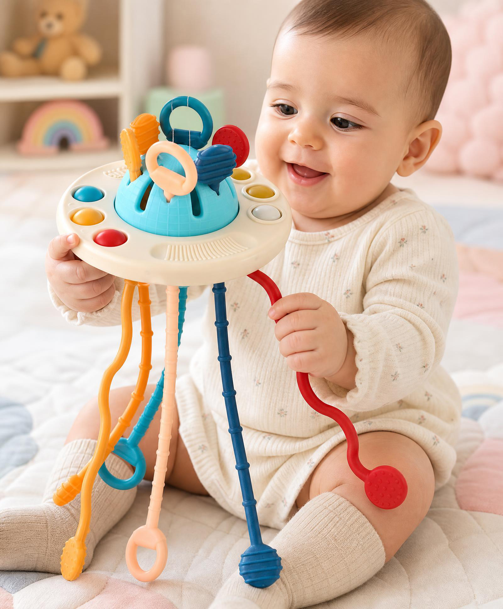 Play Nation UFO Teether Toy for Babies| Soft Silicone Flying Saucer Teething Rattle for Soothing Gums| Safe, BPA-Free, Easy to Hold| Early Sensory Toy| Infant & Toddler Gifting Option-picture-34