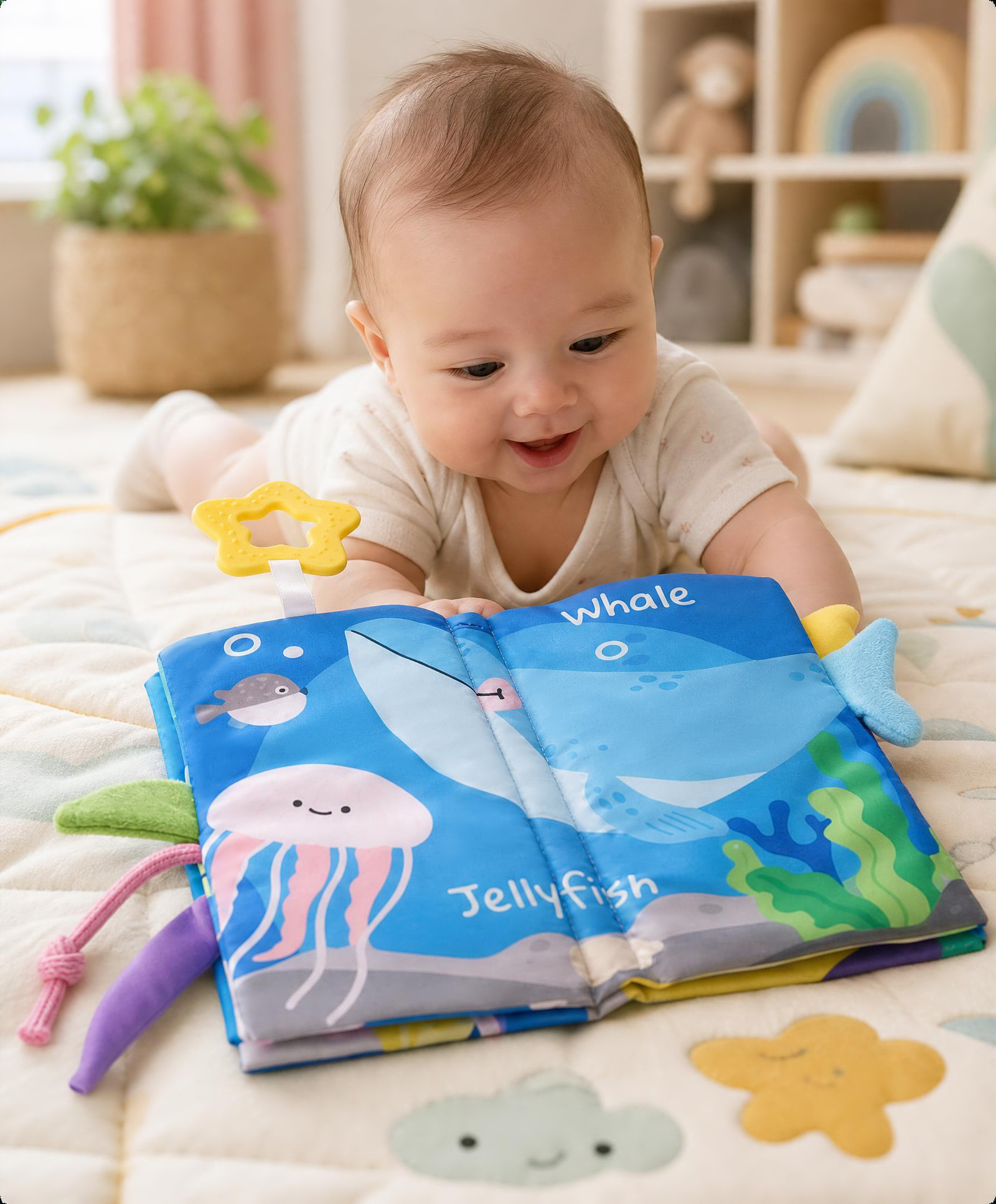 Play Nation Ocean Tails Sensory Cloth Book for Babies| Soft Crinkle Learning Book with Sea Animal Tails| Baby Safe & Washable| Early Development Toy for 03 Years| Ideal Gift for Boys & Girls-image-42