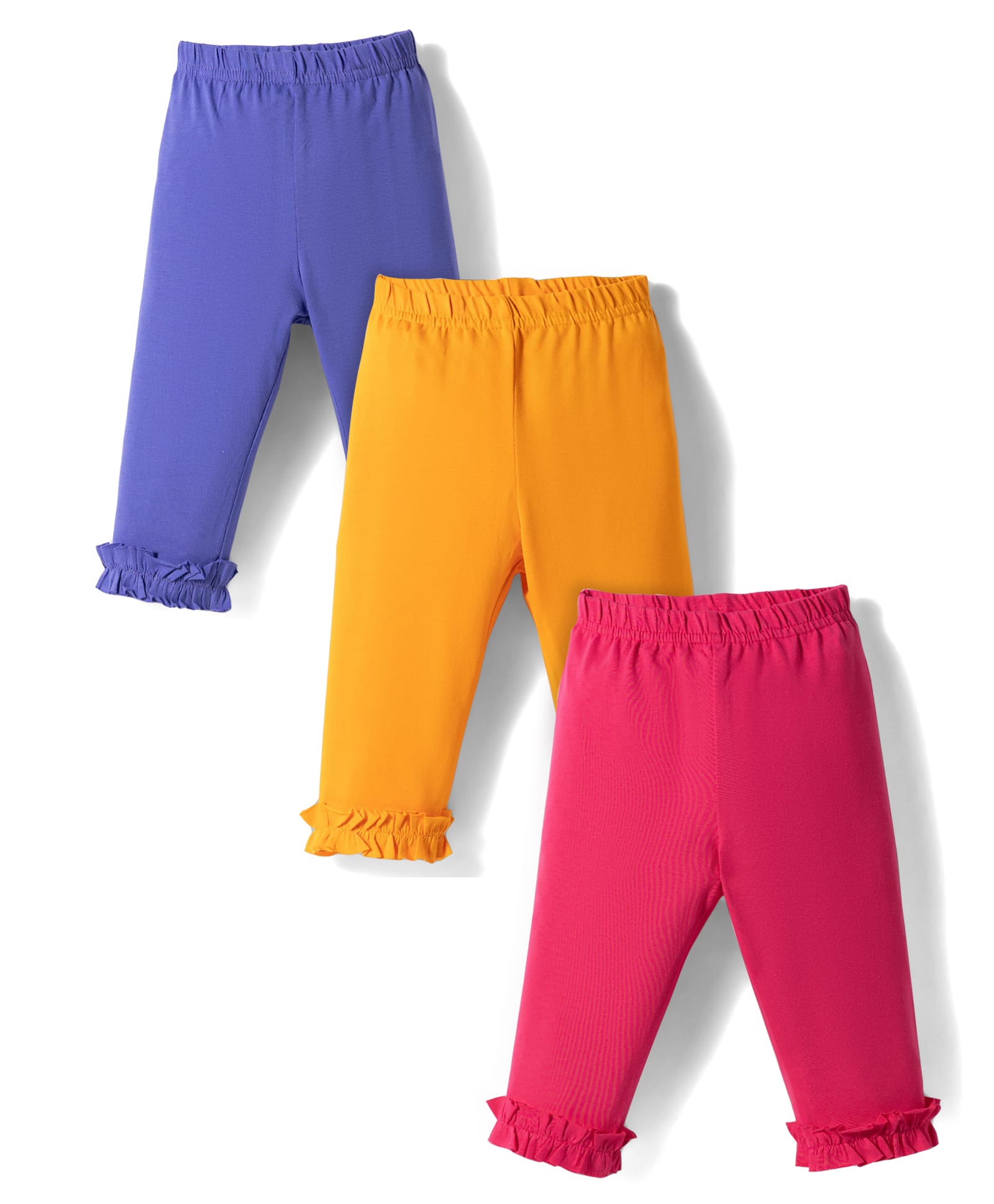 Zero Knitted Full Length Solid Lounge Pants Pack Of 3-Orange Dark Pink & Purple-picture-10