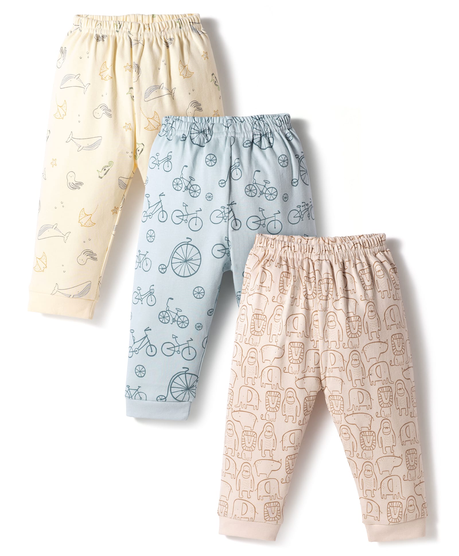 Zero Knit Full Length Animal Printed Lounge Pants Pack of 3 - Multicolor-image-24