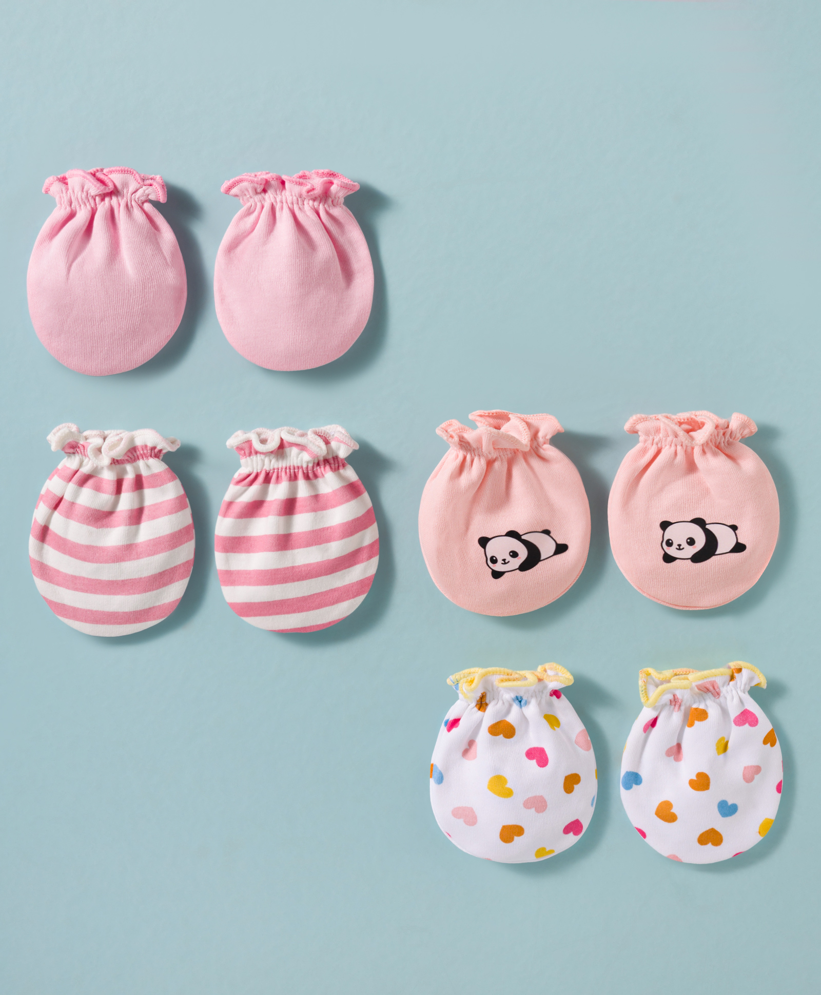Ben Benny Interlock Knit Mittens With Heart & Panda Print Pack of 4 - Multicolor-picture-12