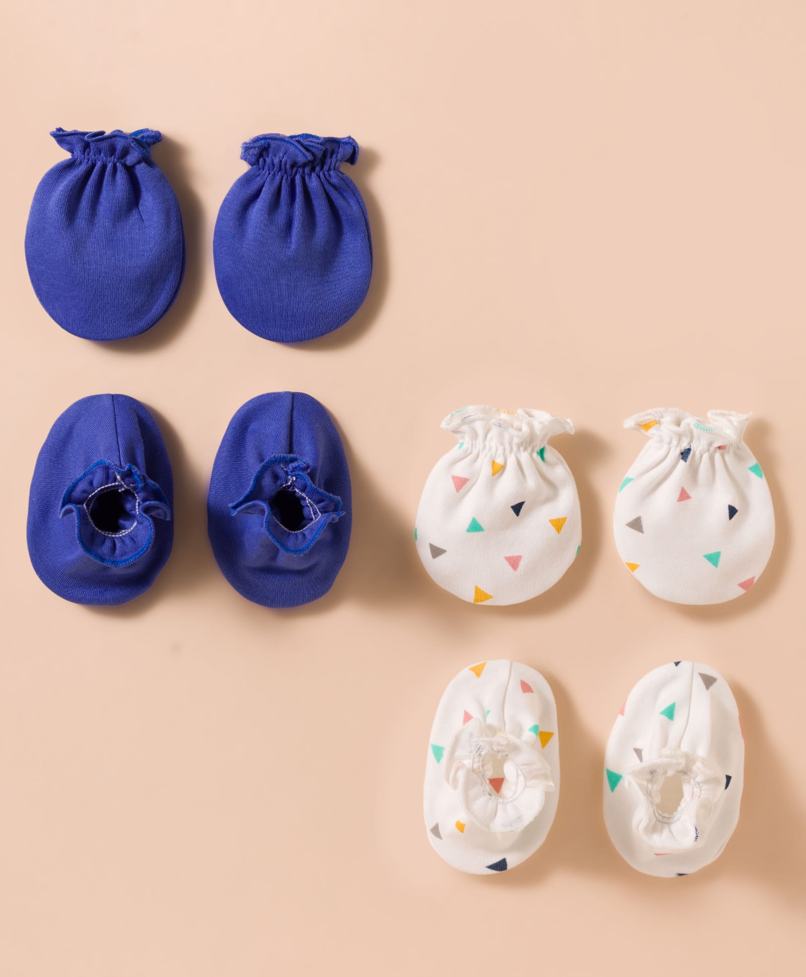 Ben Benny Interlock Knit Printed Mittens and Booties Pack of 2 - Blue & White-picture-12