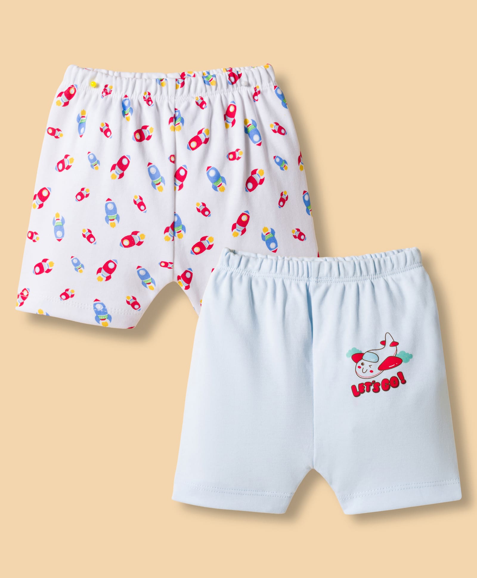 Ben Benny Interlock Knit Knee Length Shorts with Rocket Print Pack of 2 - Multicolor-picture-14
