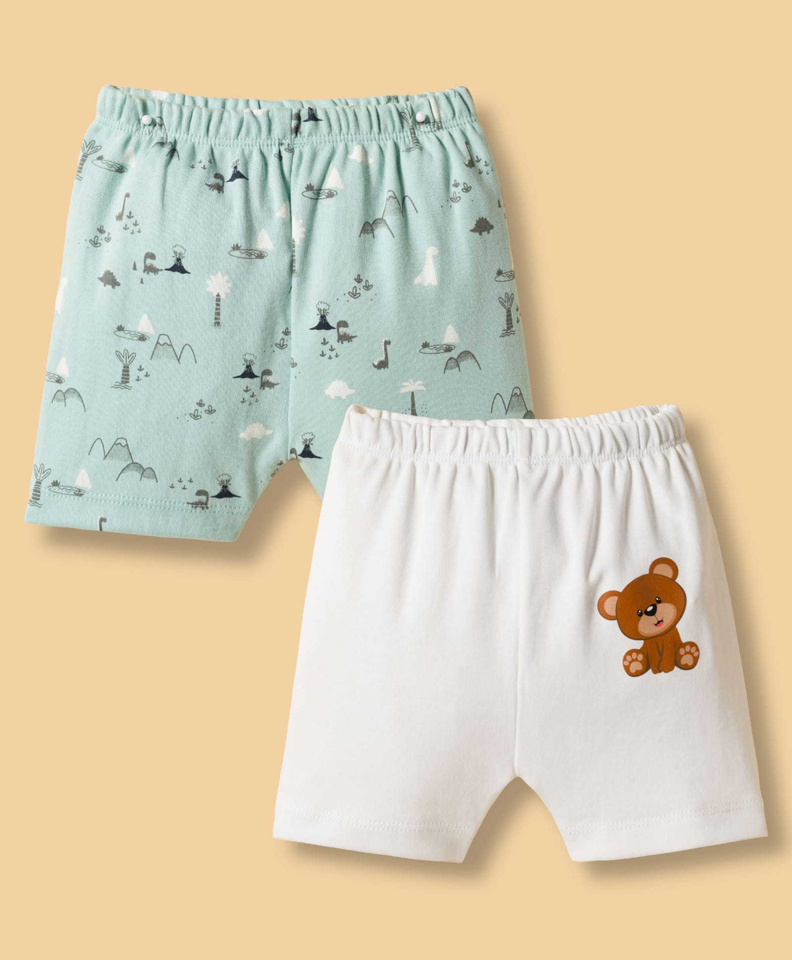 Ben Benny Interlock Knit Knee Length Shorts with Jungle Theme Print Pack of 2 - Multicolor-picture-10
