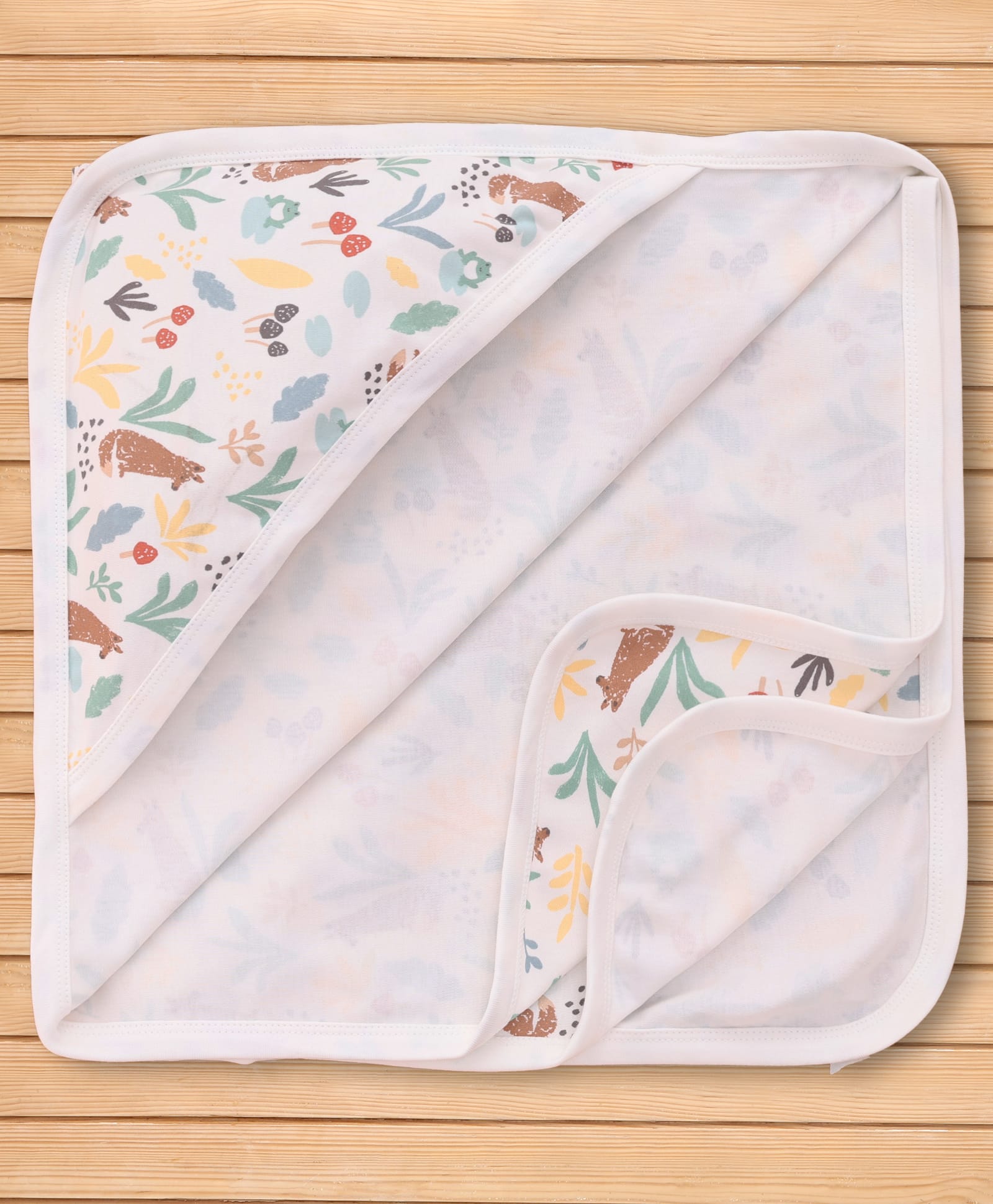 Ben Benny Interlock Knit Unisex Towel & Wrappers With Jungle Print L 76.5 x B 75.5 cm - White-image-14