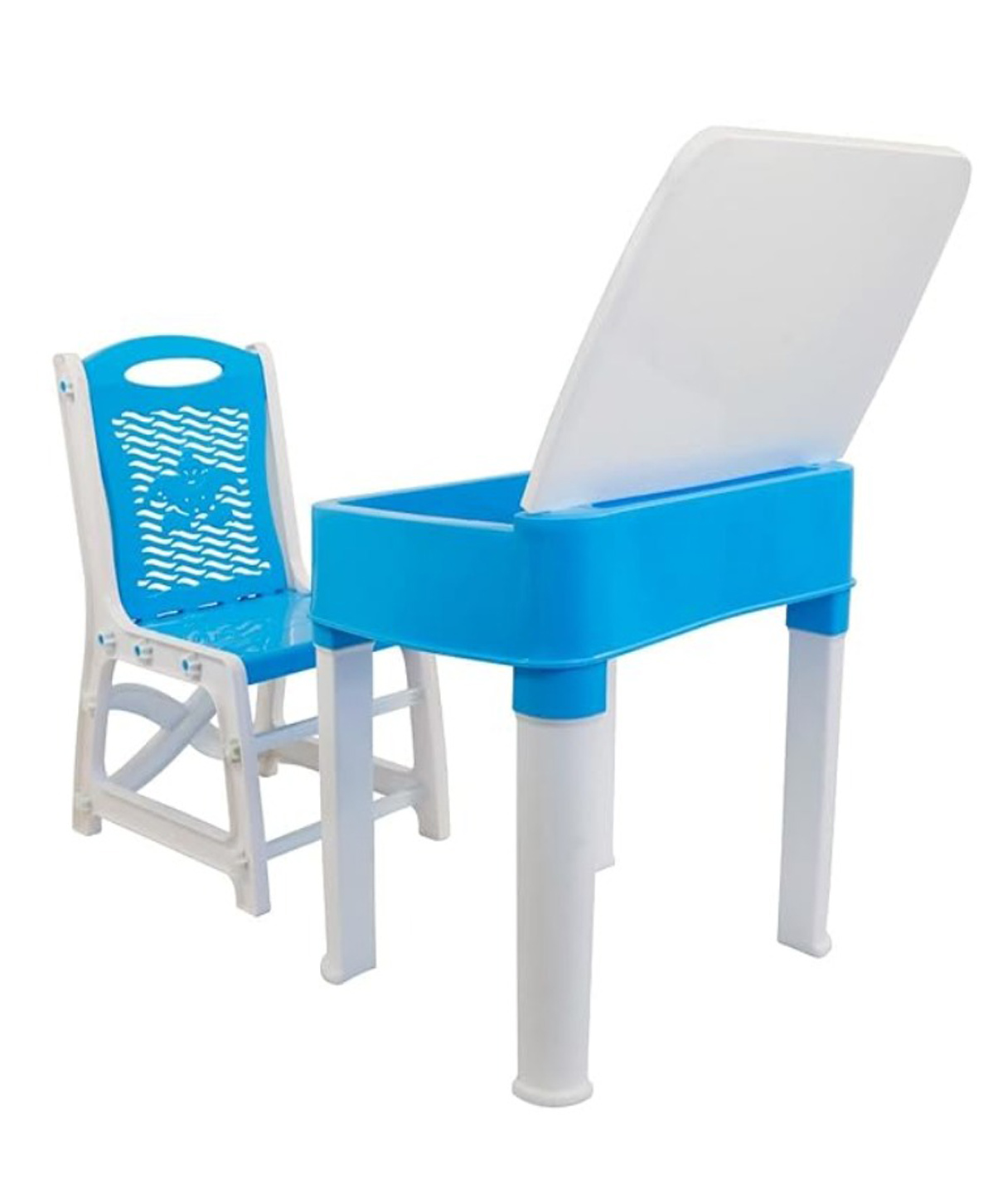 Rashvseh Kids Functional Desk Chair Set With Book Holder - White & Sky Blue-image-45