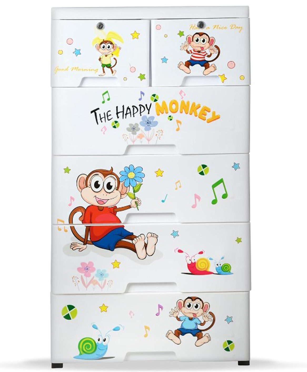 Rasvesh Chest of Drawers Versatile Drawer Organizer & Storage Box for Neat and Tidy Storage Solutions & Monkey Print - White-picture-11