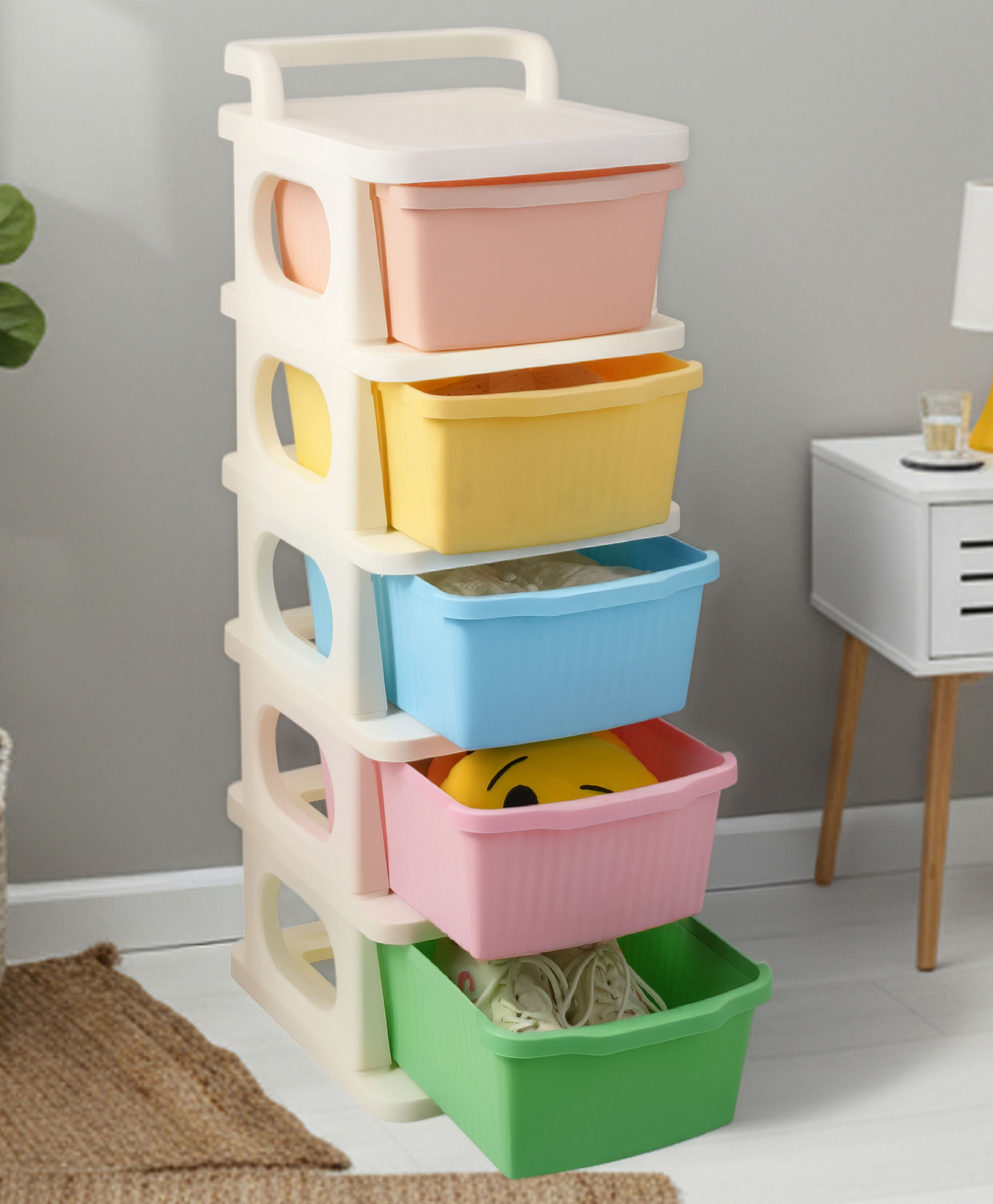 Rasvesh Heavy Duty Plastic Storage Drawer with Wheels | Modular Cabinet - Multicolor5xl-picture-38