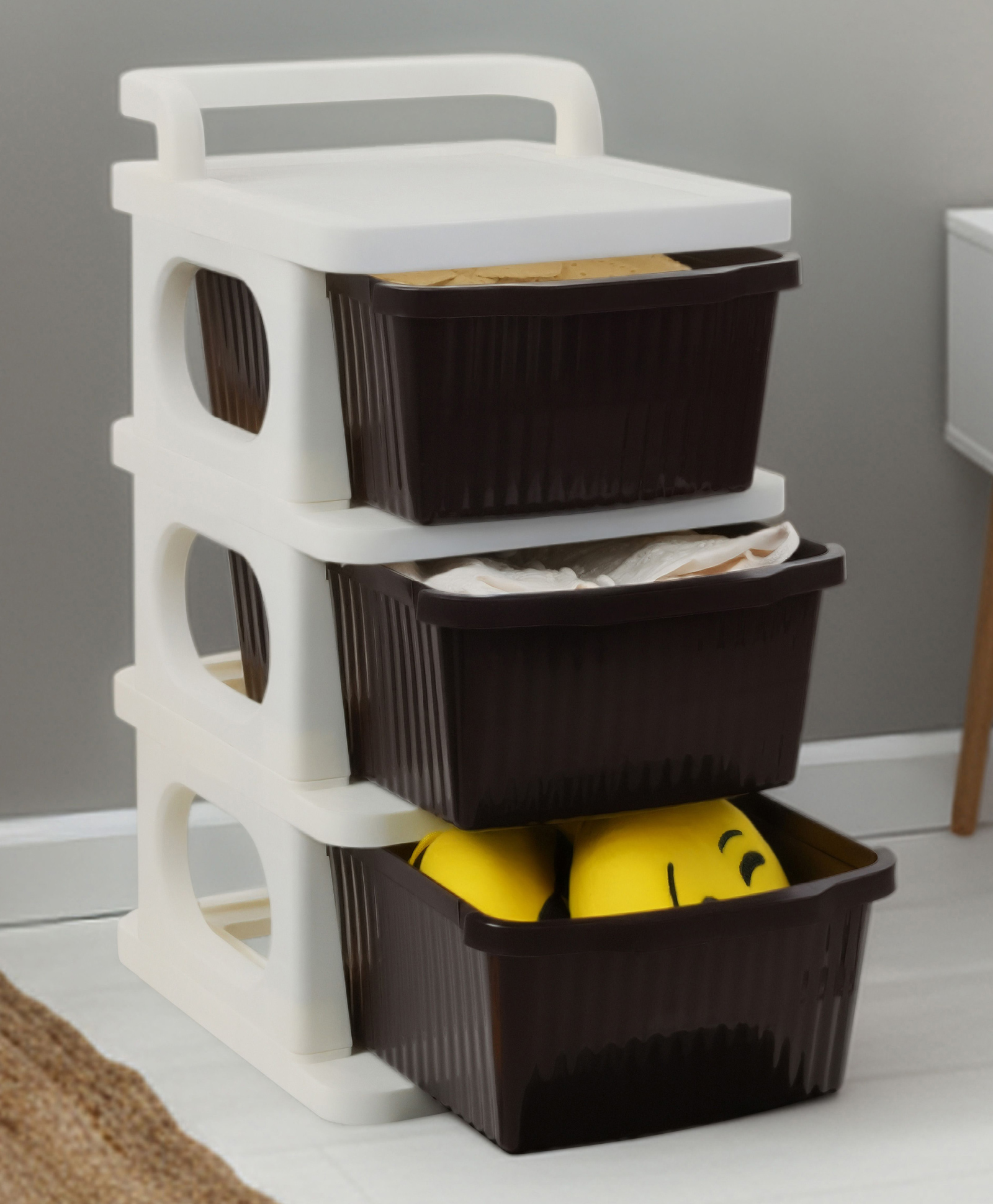 Rasvesh Heavy Duty Plastic Storage Drawer with Wheels | Modular Cabinet - Brown3xl-picture-30