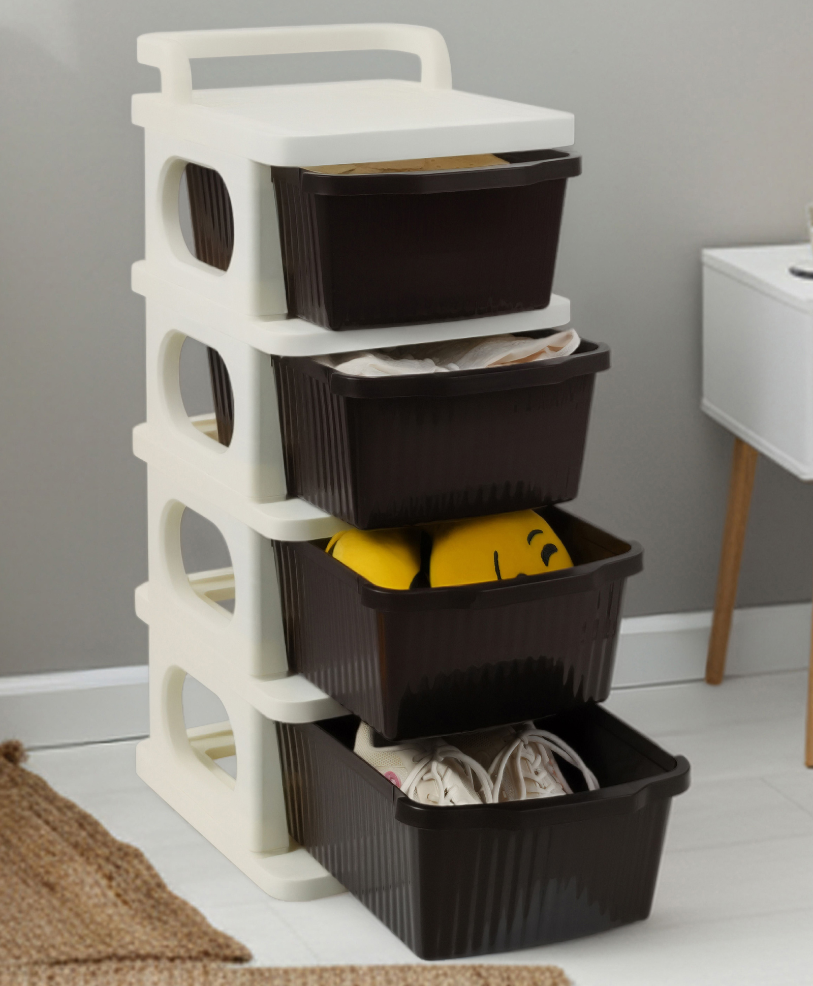 Rasvesh Heavy Duty Plastic Storage Drawer with Wheels | Modular Cabinet - Brown4xl-picture-29