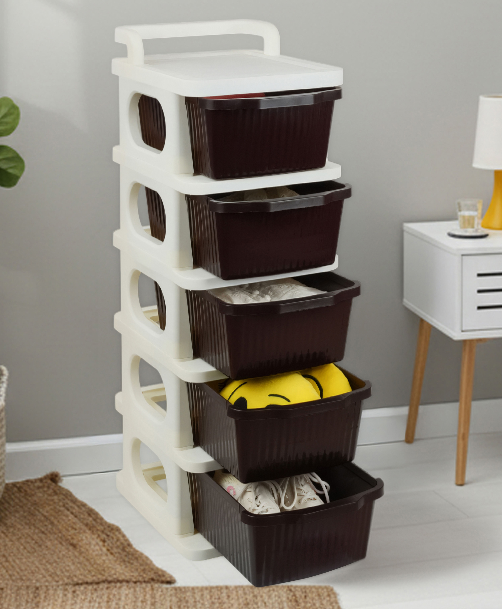Rasvesh Heavy Duty Plastic Storage Drawer with Wheels | Modular Cabinet - Brown5xl-picture-34
