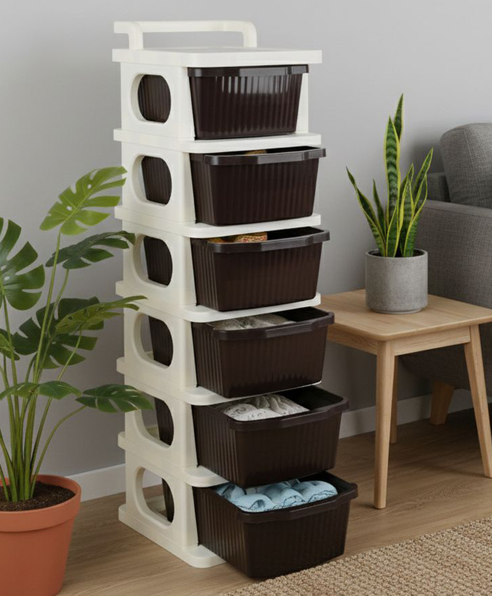 Rasvesh Heavy Duty Plastic Storage Drawer with Wheels | Modular Cabinet - Brown6xl-picture-35