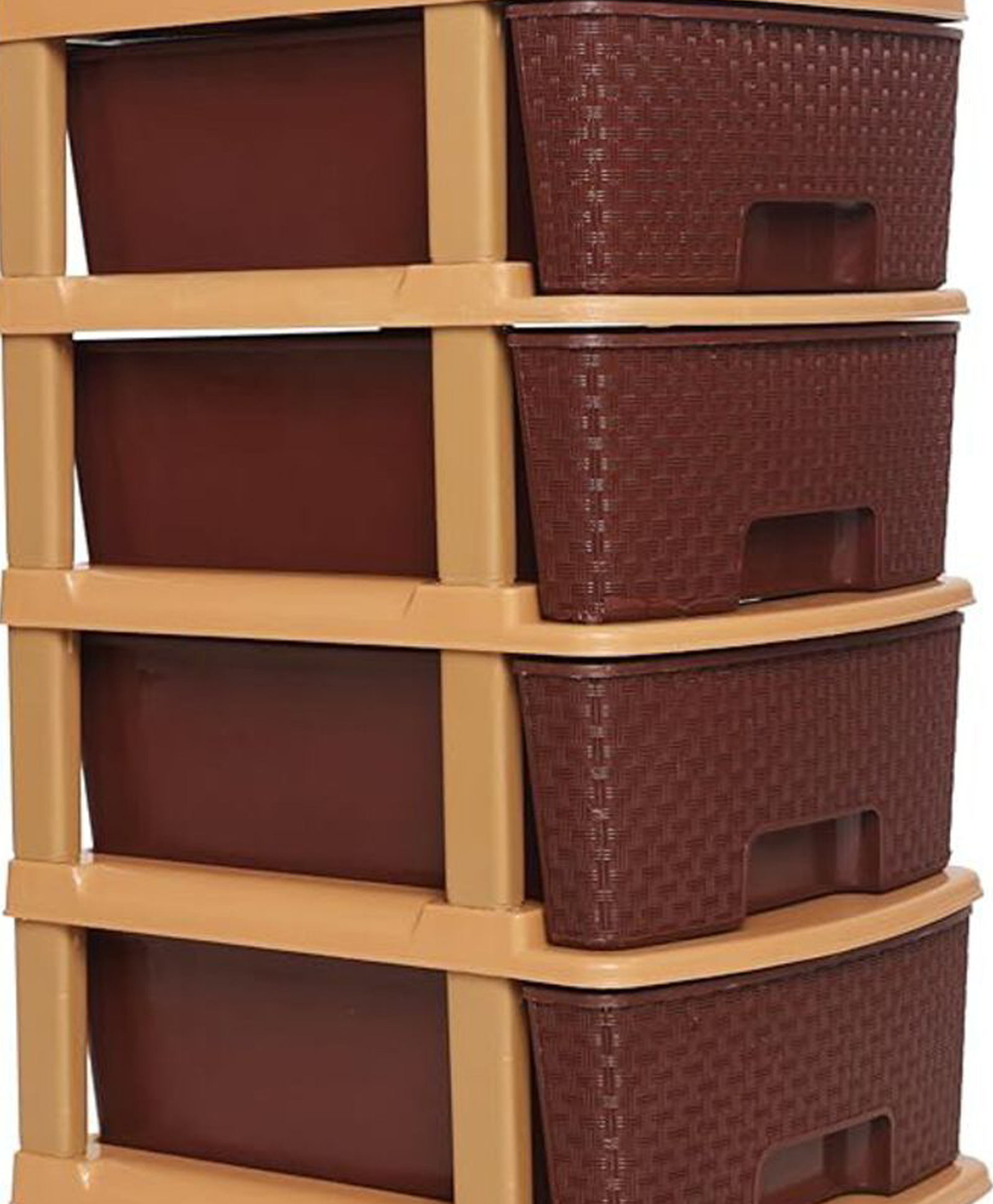 Rasvesh High Density Plastic Movable Storage Cabinet for Kids & Adults, Multipurpose Organizer, Brown ,4 Layer-image-29