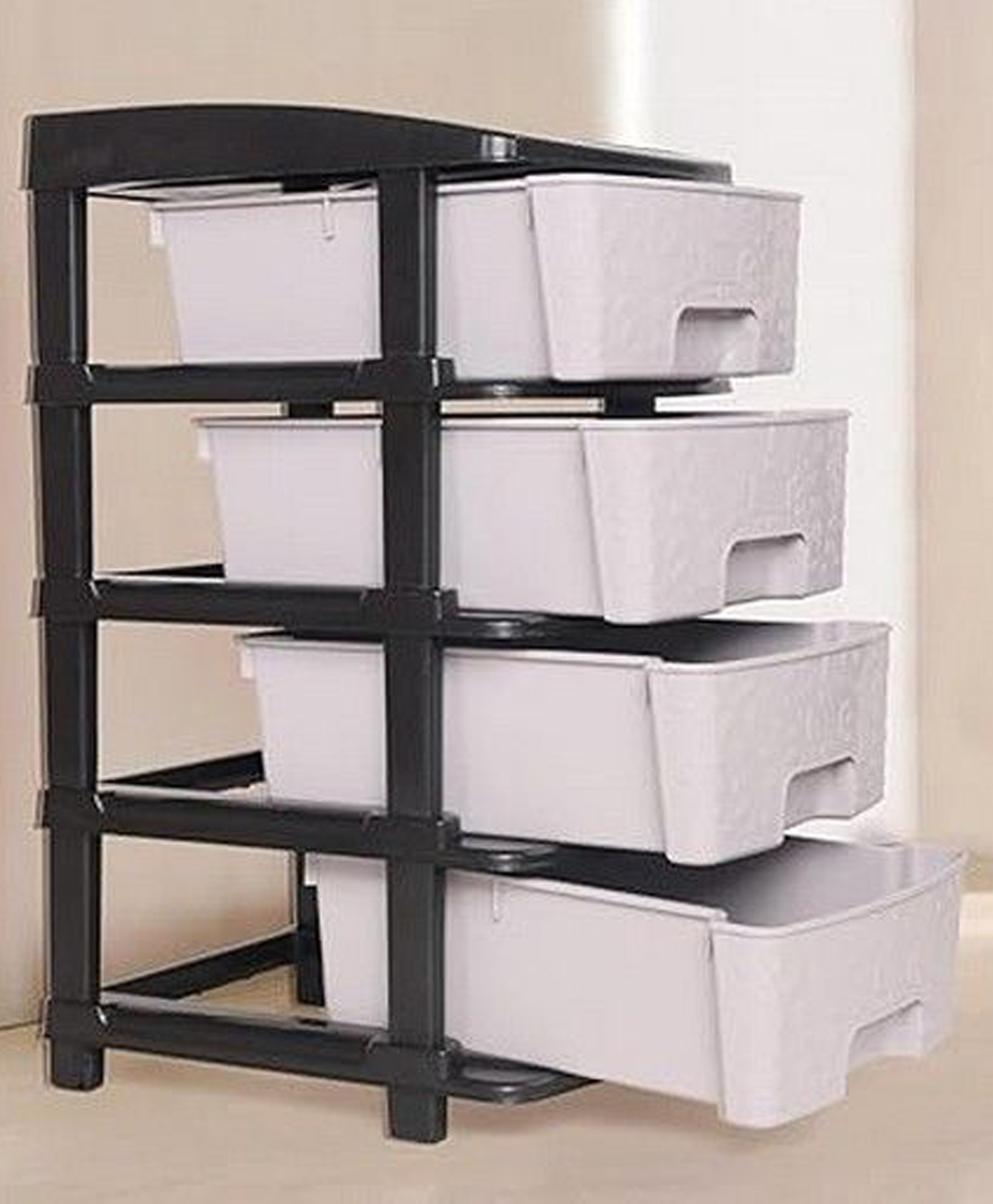Rasvesh High Density Plastic Movable Storage Cabinet for Kids & Adults with Multipurpose and Versatile Organizer Ideal for Kids - 4 LAYER-Grey & Black-image-28
