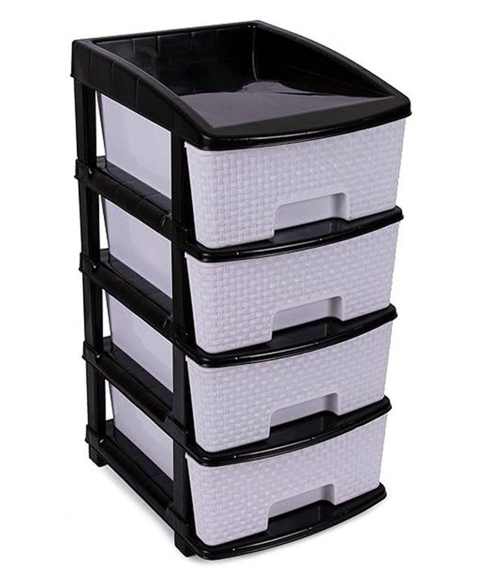 Rasvesh High Density Plastic Movable Storage Drawer Cabinet with Multipurpose and Versatile Organizer for Kids & Adults 4 Layer, Black & White-picture-40