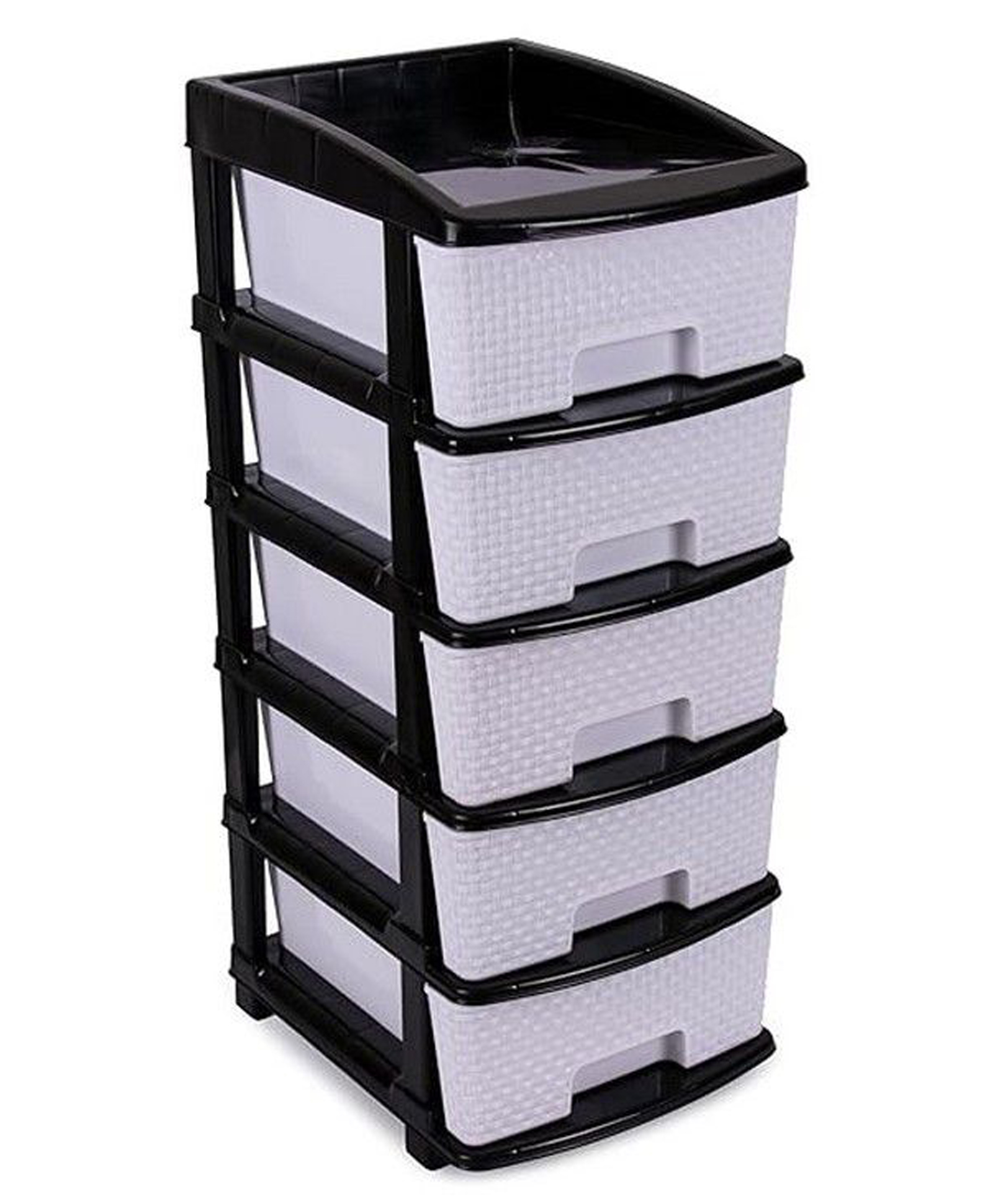 Rasvesh High Density Plastic Movable Storage Drawer Cabinet with Multipurpose and Versatile Organizer for Kids & Adults 5 Layer, Black & White-picture-30