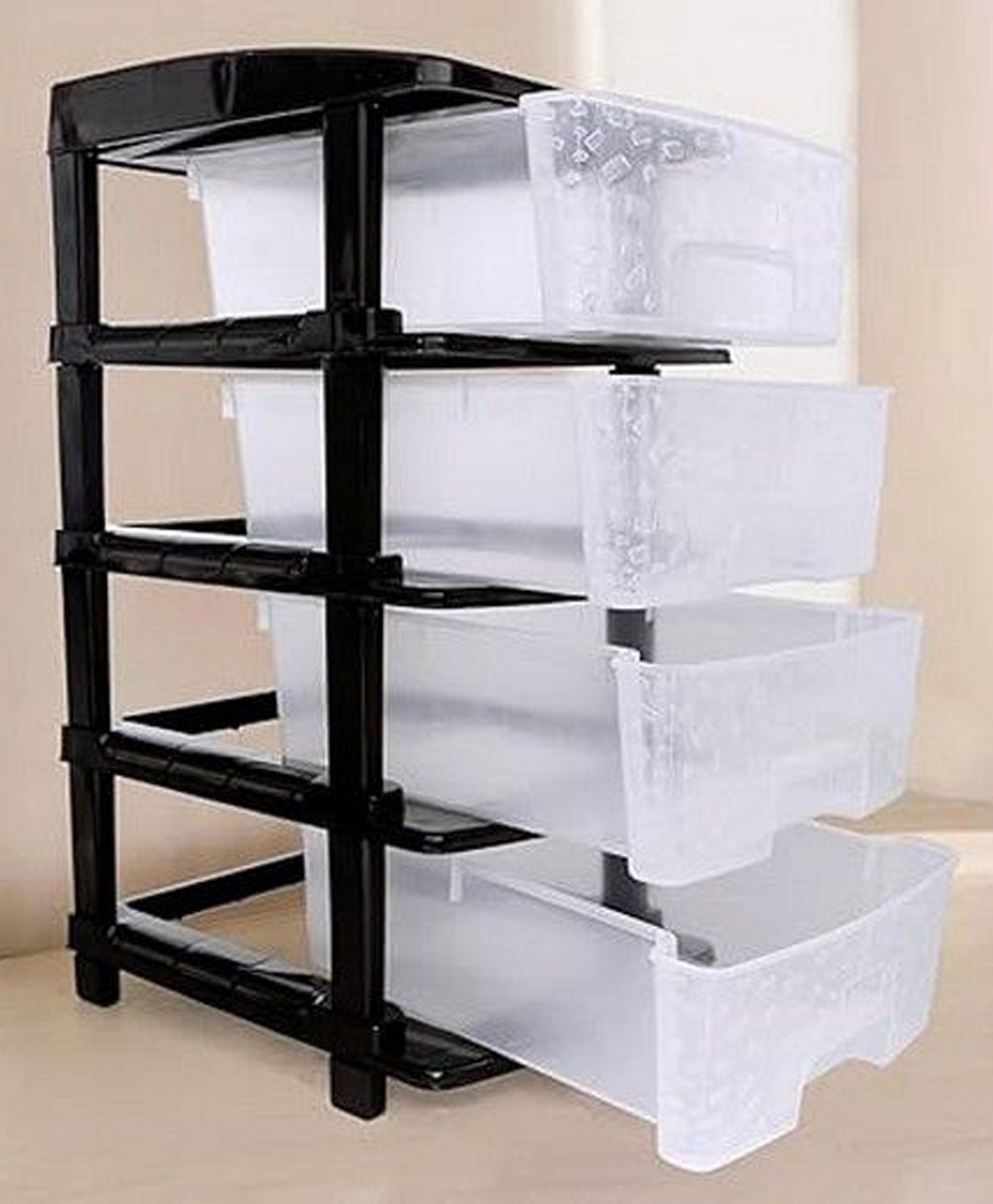 Rasvesh High Density Plastic Movable Storage Cabinet with Multipurpose and Versatile Organizer for Kids & Adults 4 LAYER, Transparent-picture-34