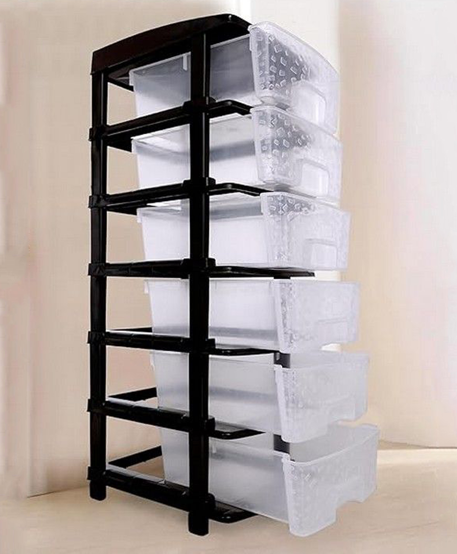 Rasvesh High Density Plastic Movable Storage Cabinet with Multipurpose and Versatile Organizer for Kids & Adults 6 LAYER, Transparent-picture-33