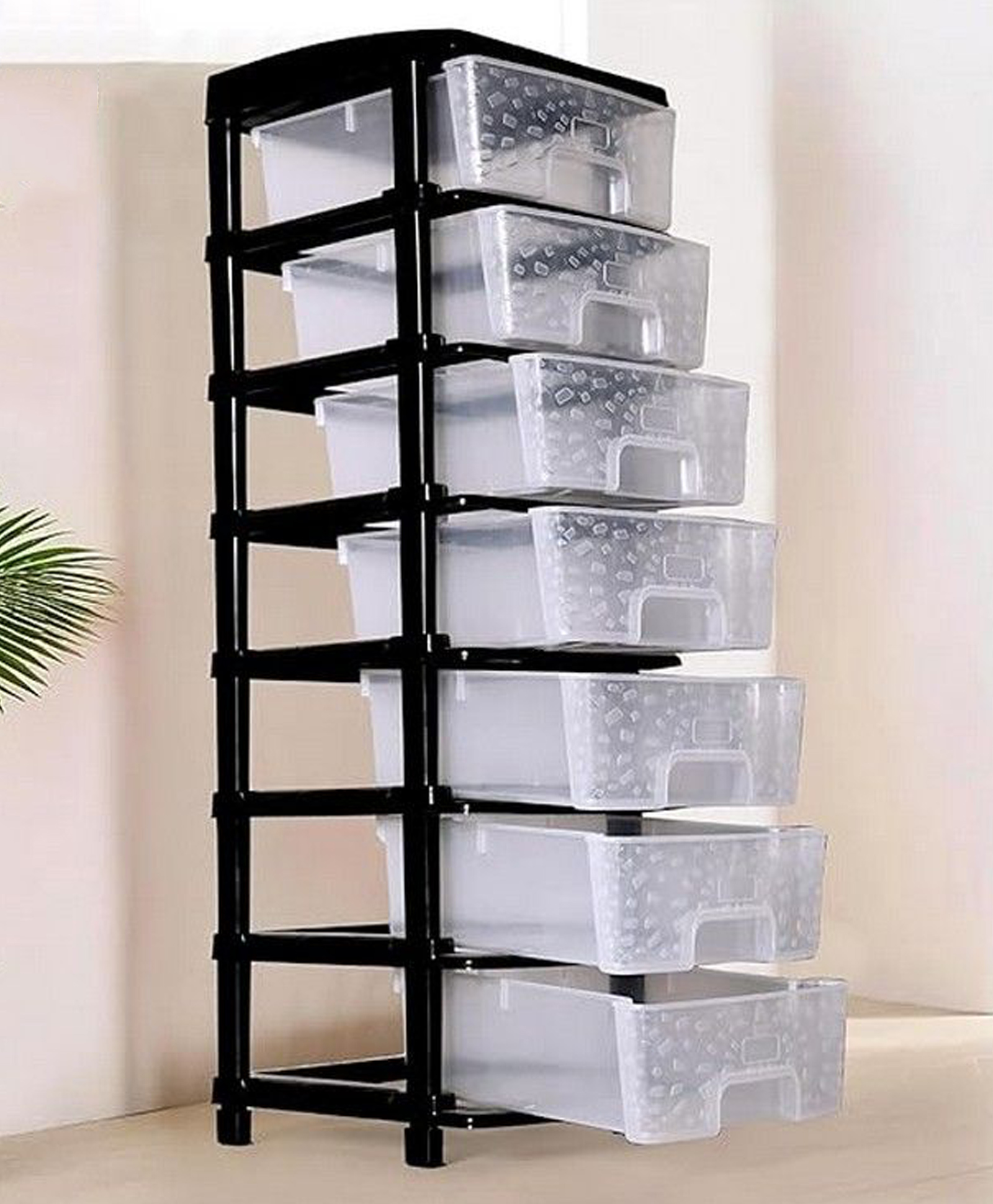 Rasvesh High Density Plastic Movable Storage Cabinet with Multipurpose and Versatile Organizer for Kids & Adults 7 LAYER, Transparent-picture-46