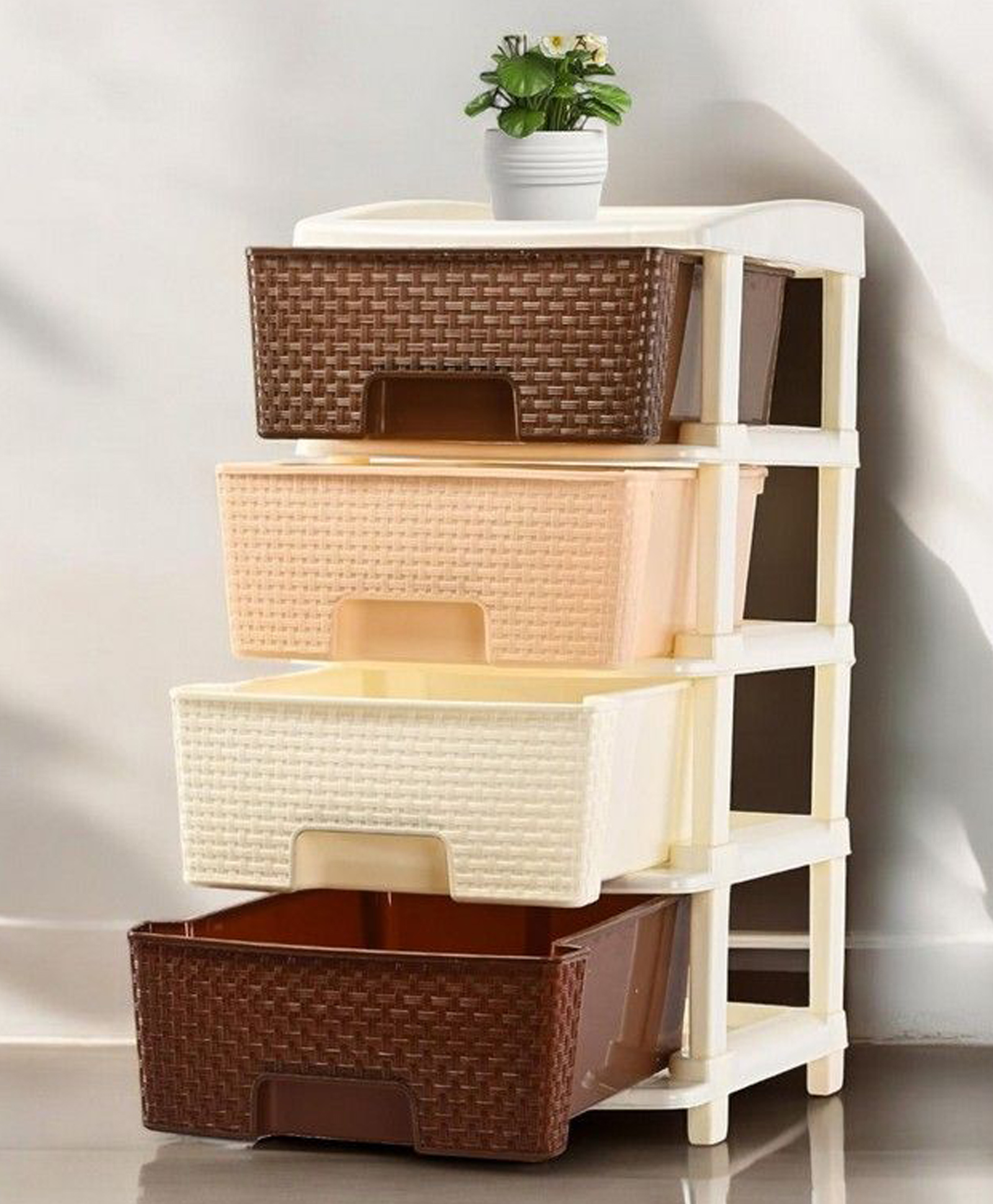 Rasvesh High Density Plastic Movable Storage Cabinet for Kids & Adults with Multipurpose and Versatile Organizer 4 LAYER, Coffee & Chocolate-image-26