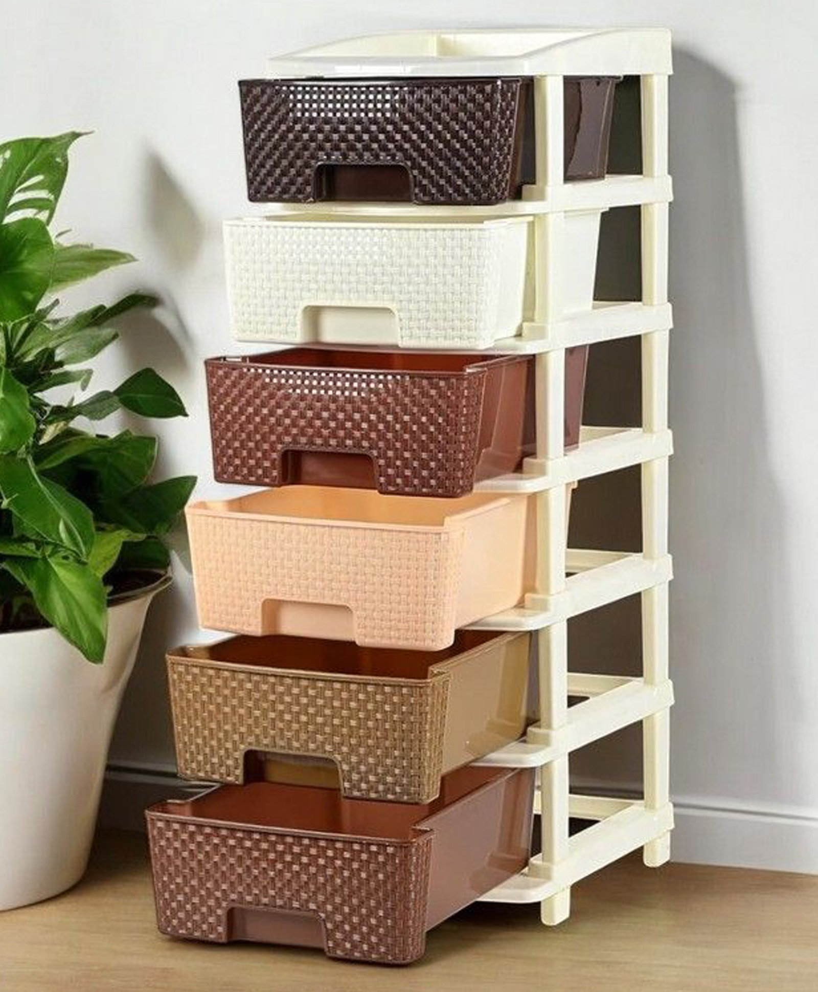 Rasvesh High Density Plastic Movable Storage Cabinet for Kids & Adults with Multipurpose and Versatile Organizer 6 LAYER, Coffee & Chocolate-picture-31