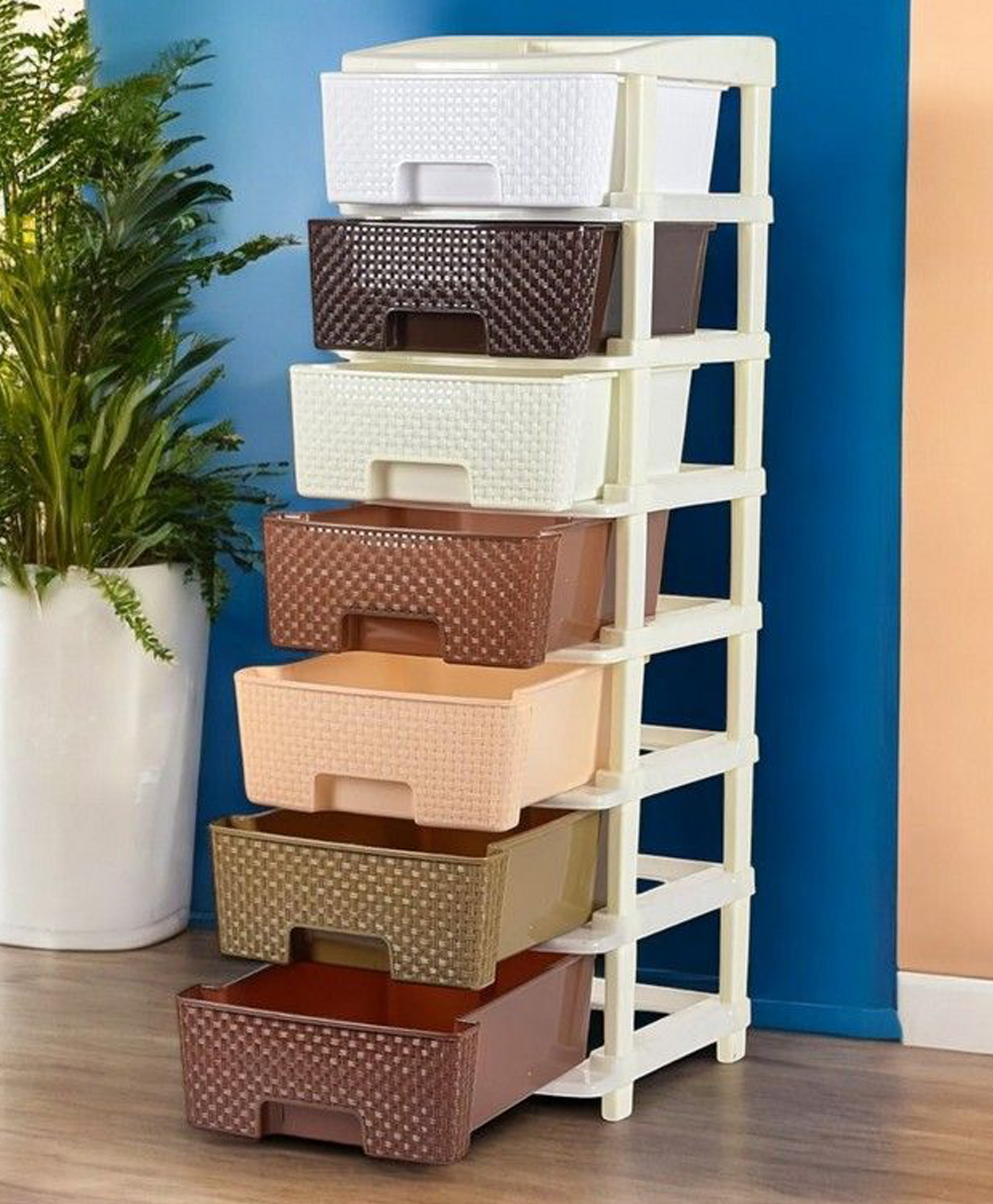 Rasvesh High Density Plastic Movable Storage Cabinet for Kids & Adults with Multipurpose and Versatile Organizer 7 LAYER, Coffee & Chocolate-image-24