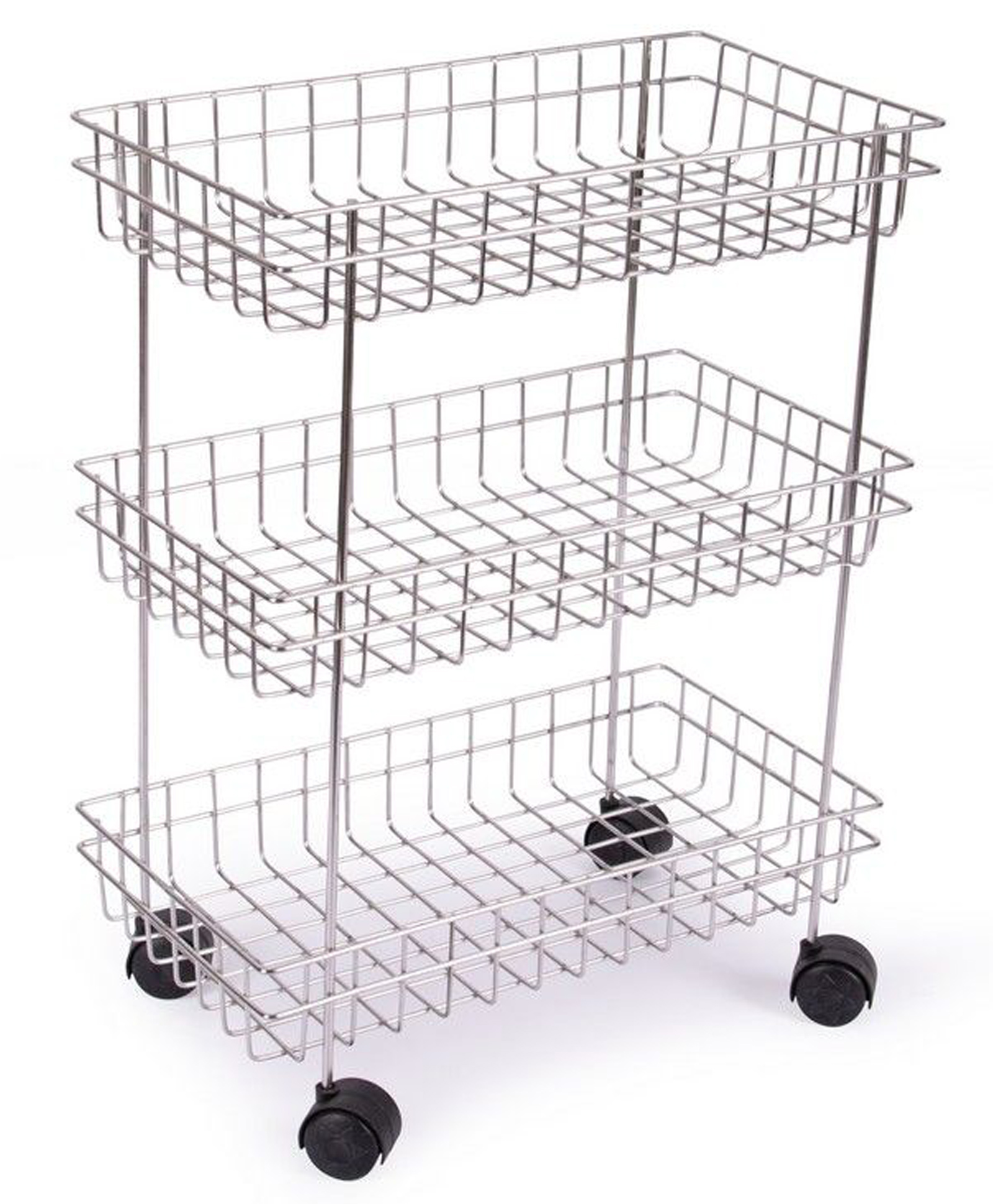 Rasvesh Stainless Steel Modern Kitchen Storage Rack For Spice, Fruits, Vegetable, Onion, Potato, Organizer Stand with Wheel, (3 Layer, Silver, Rust-Free)-image-3